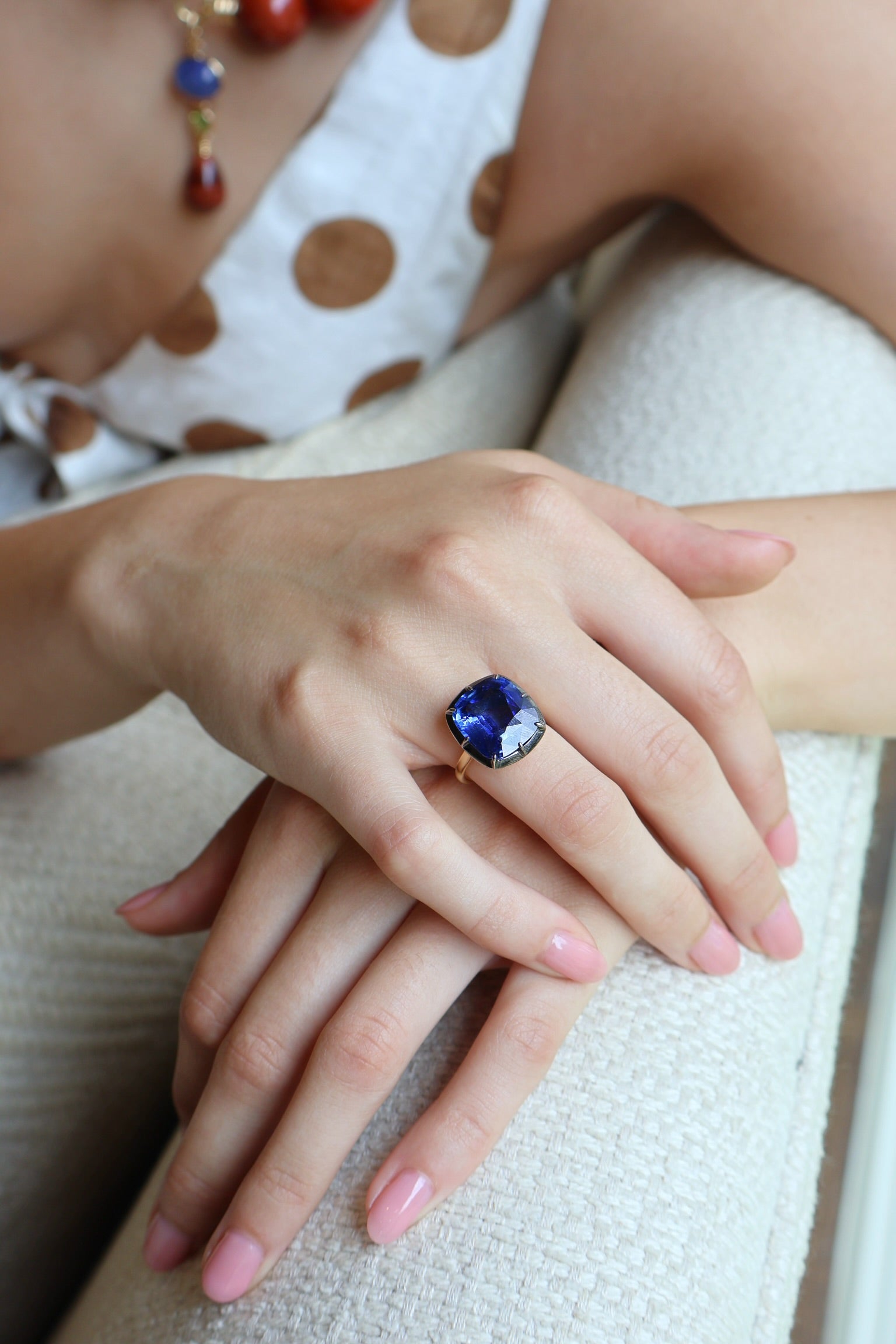 12.35ct Blue Sapphire Regency Ring