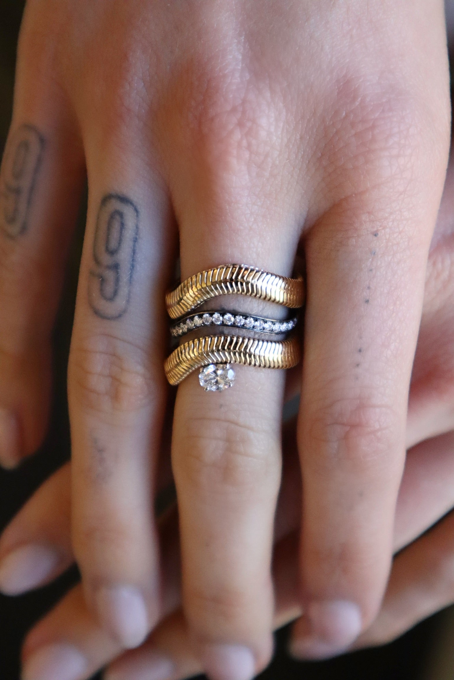Rhodium Diamond Feelings Ring