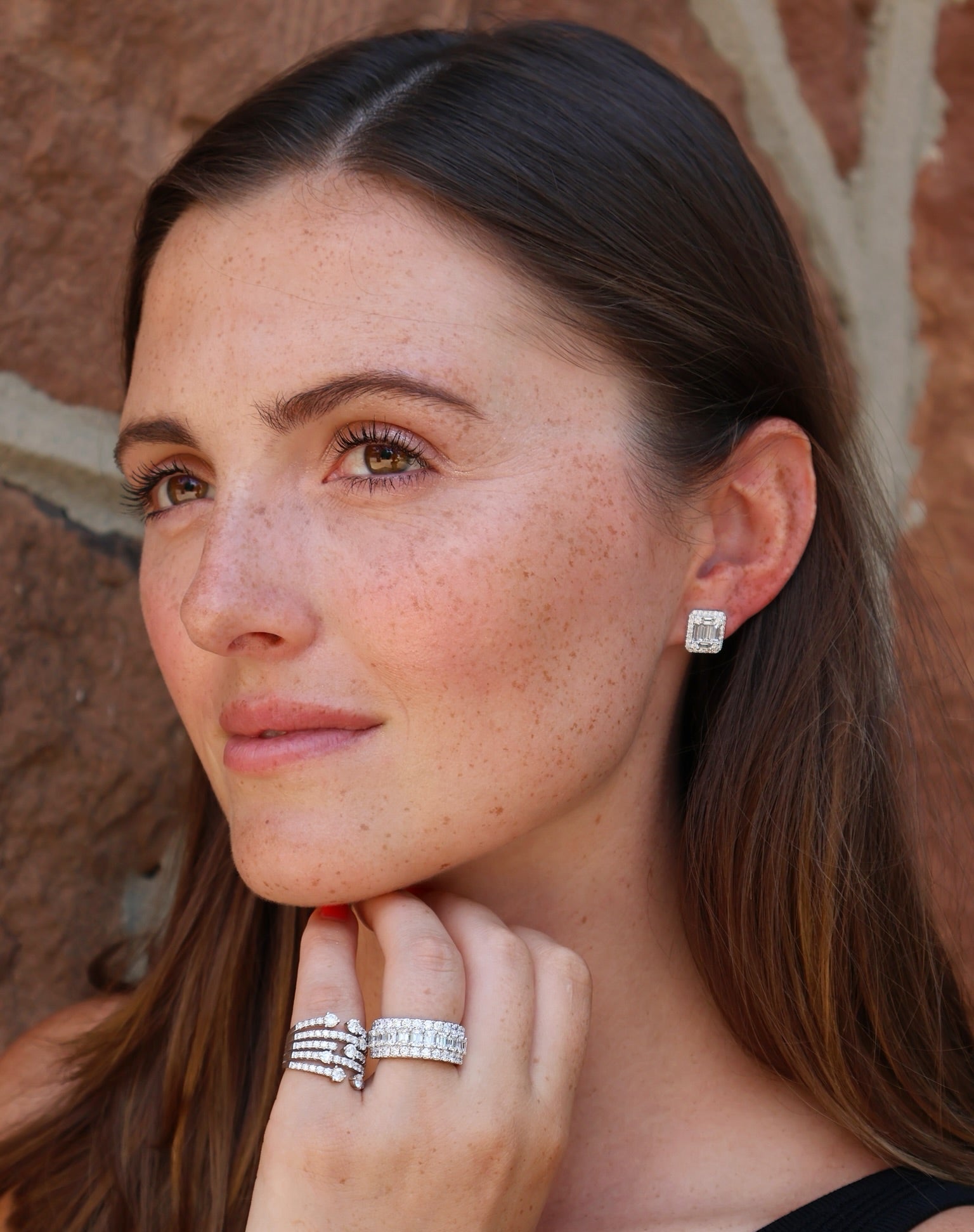 Graziela ascension earrings studs white gold tiny gods diamonds