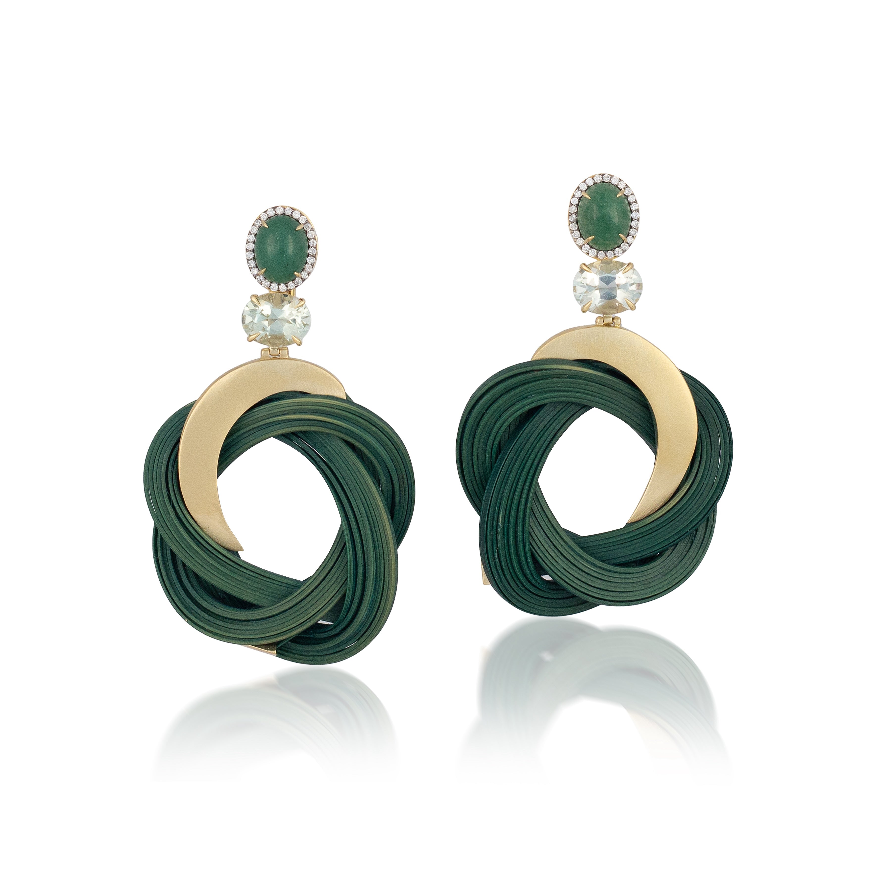 green bamboo earrings with prasiolite and aventurine silvia furmanovich tiny gods