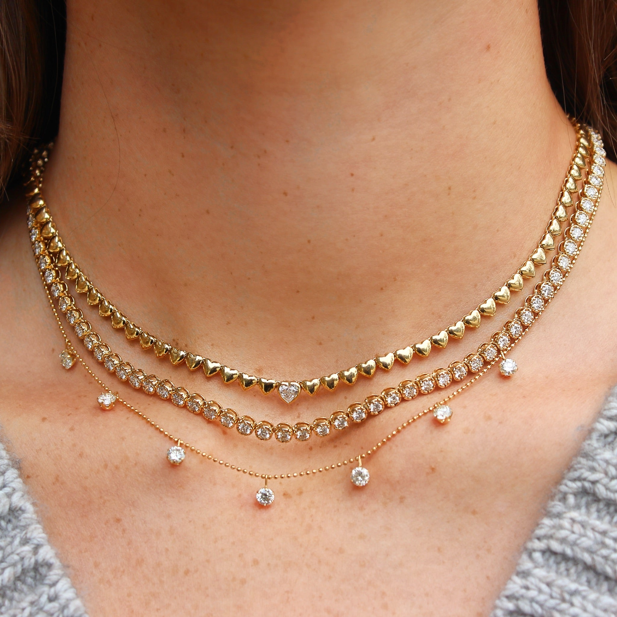 18k yellow gold medium diamond floating necklace by graziela Tiny Gods