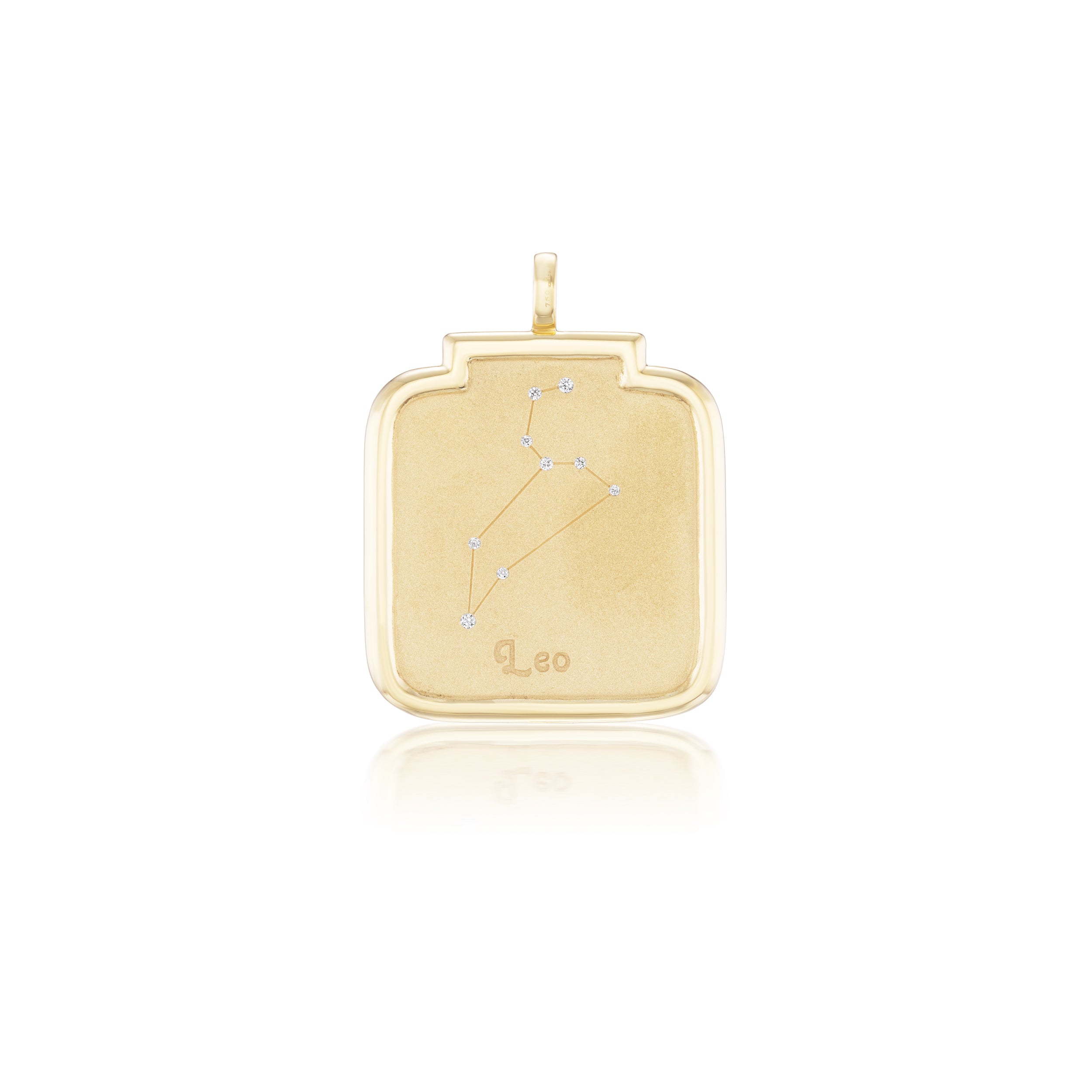 Leo zodiac pendant with diamonds yellow gold sorellina tiny gods