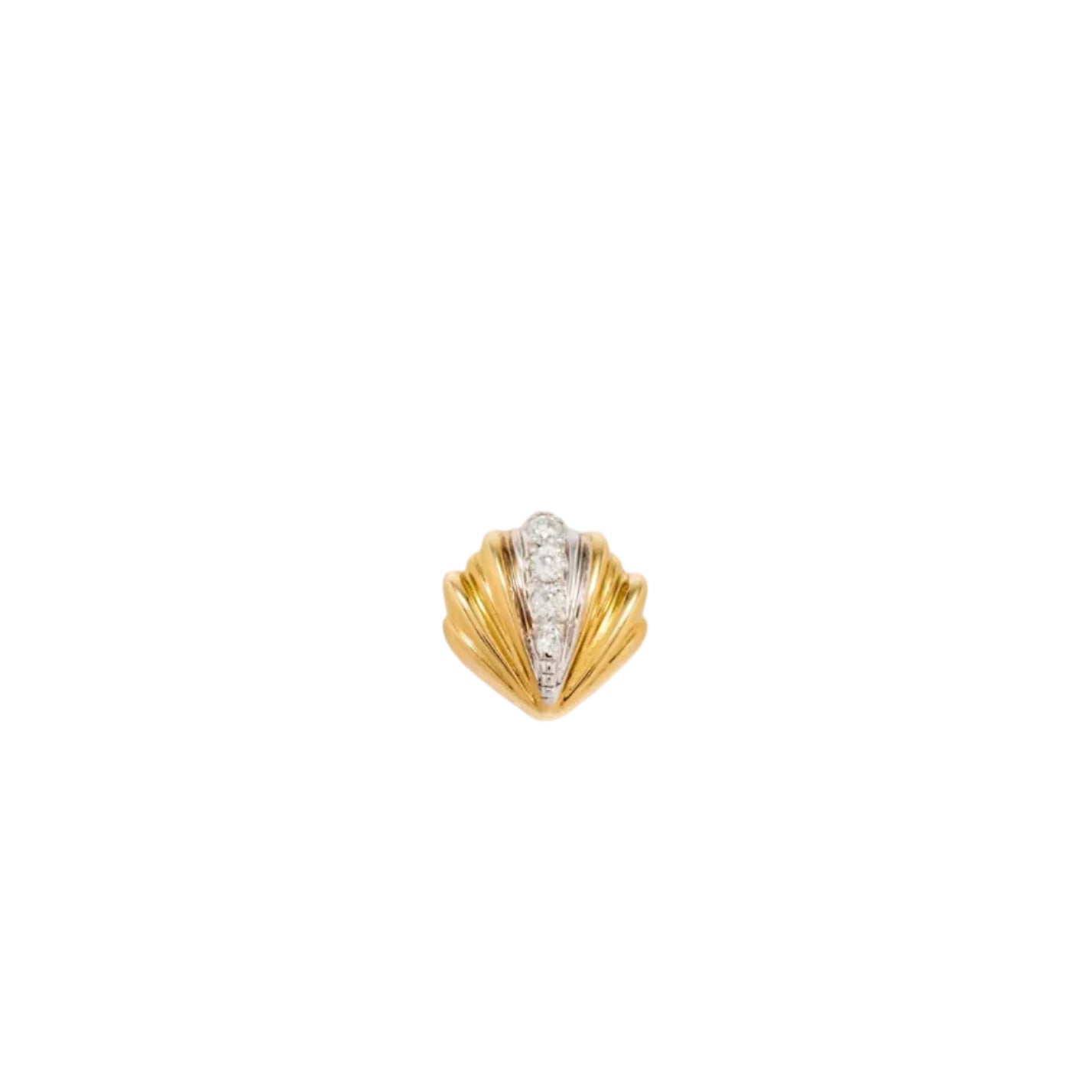 Single Mini Coquillage Shell Earring diamond yellow gold Yvonne Leon tiny gods