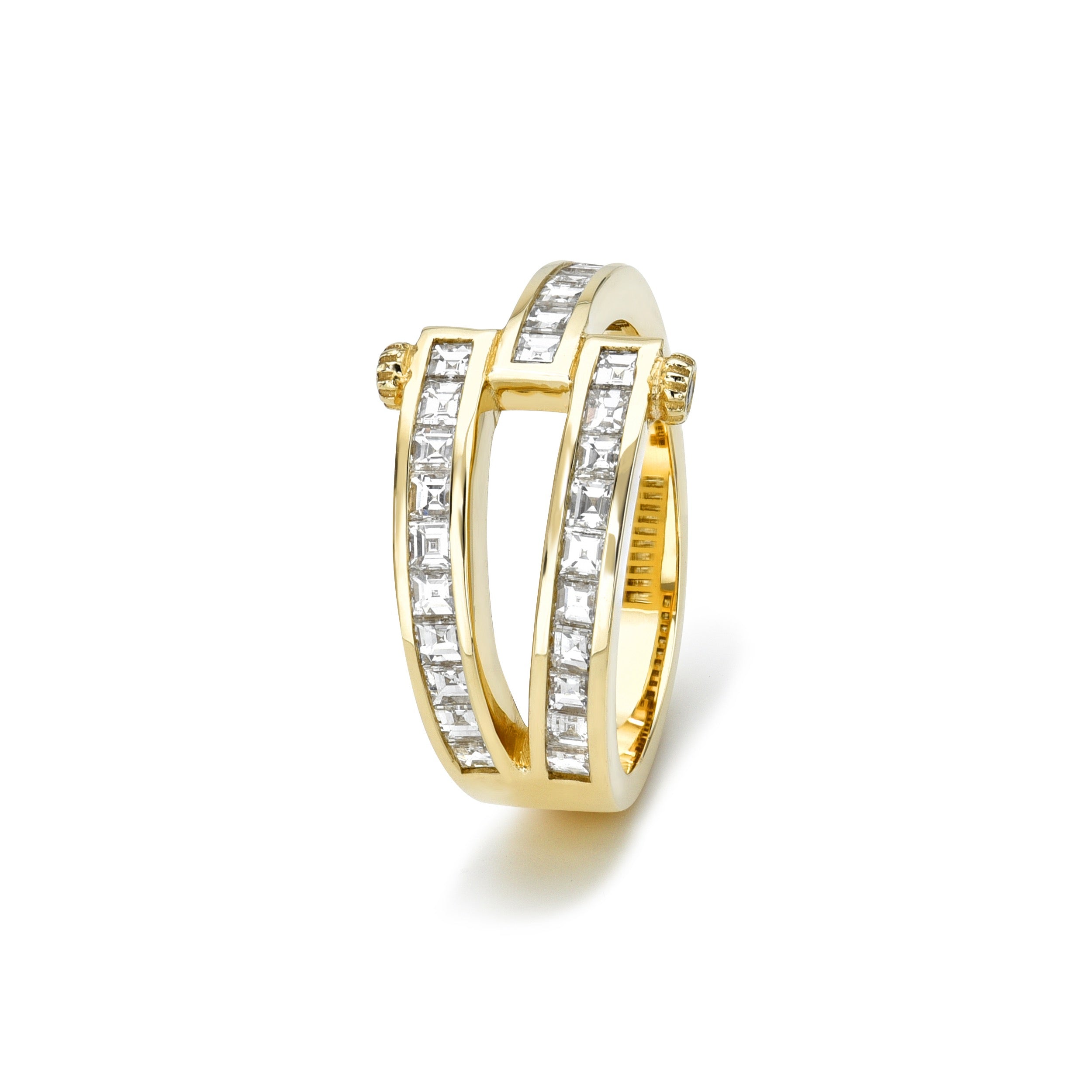 14k yellow gold carre cut diamond magna ring Retrouvai Tiny Gods