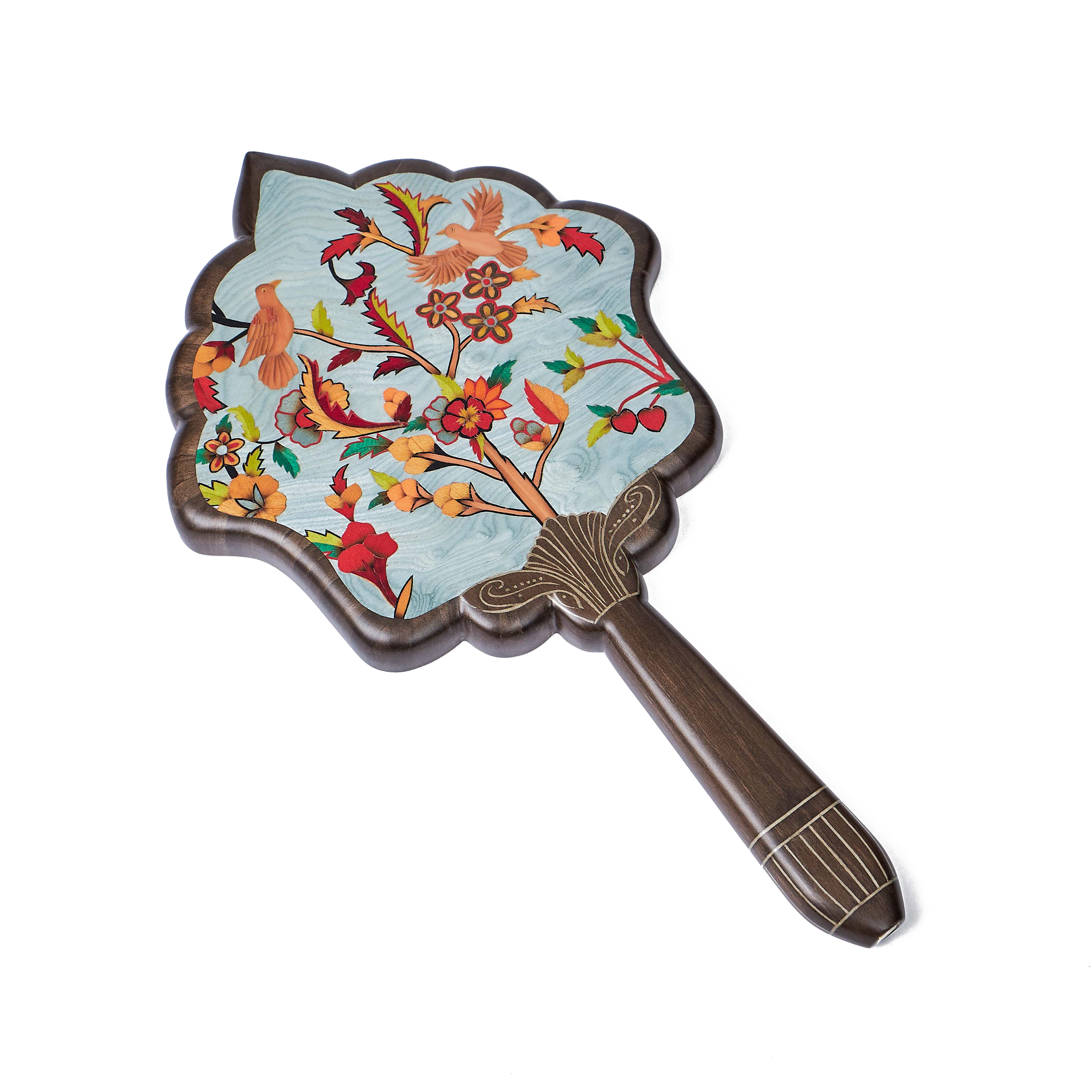 Antique carpet marquetry hand mirror by Silvia Furmanovich Tiny Gods