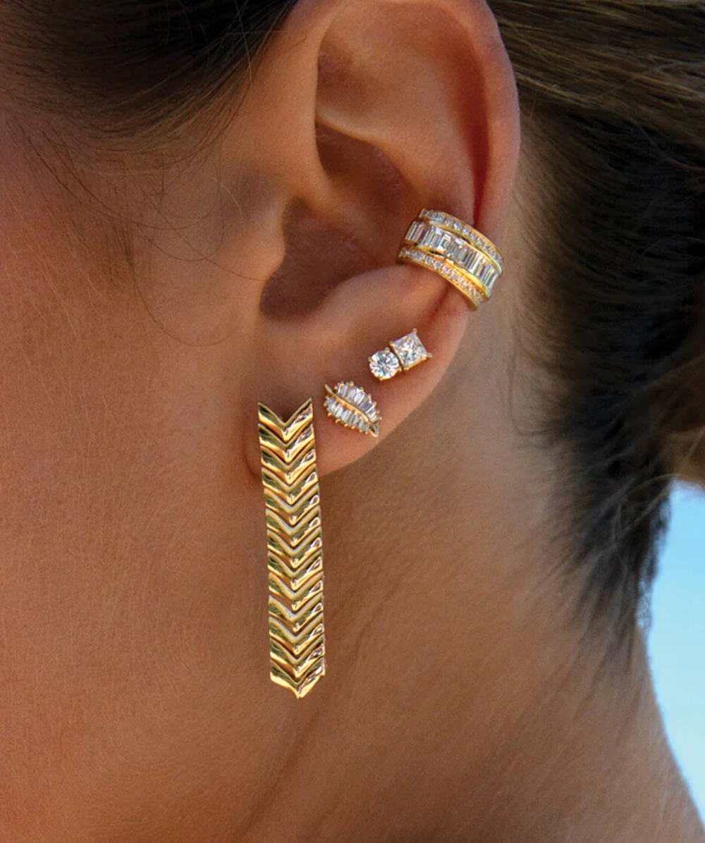 white gold small diamonds palm leaf studs Anita ko tiny gods