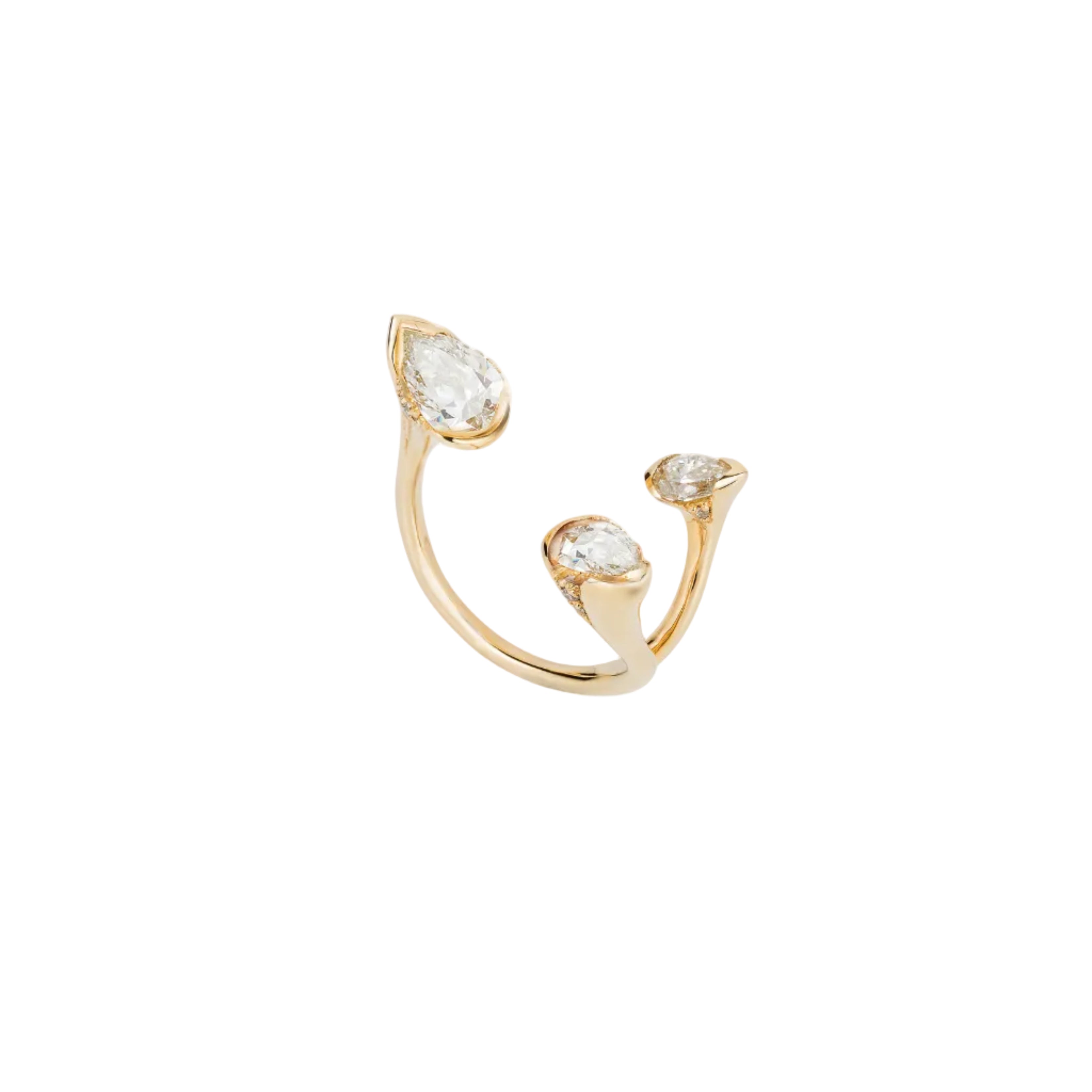 sepals triple ring diamond yellow gold Fernando Jorge tiny gods