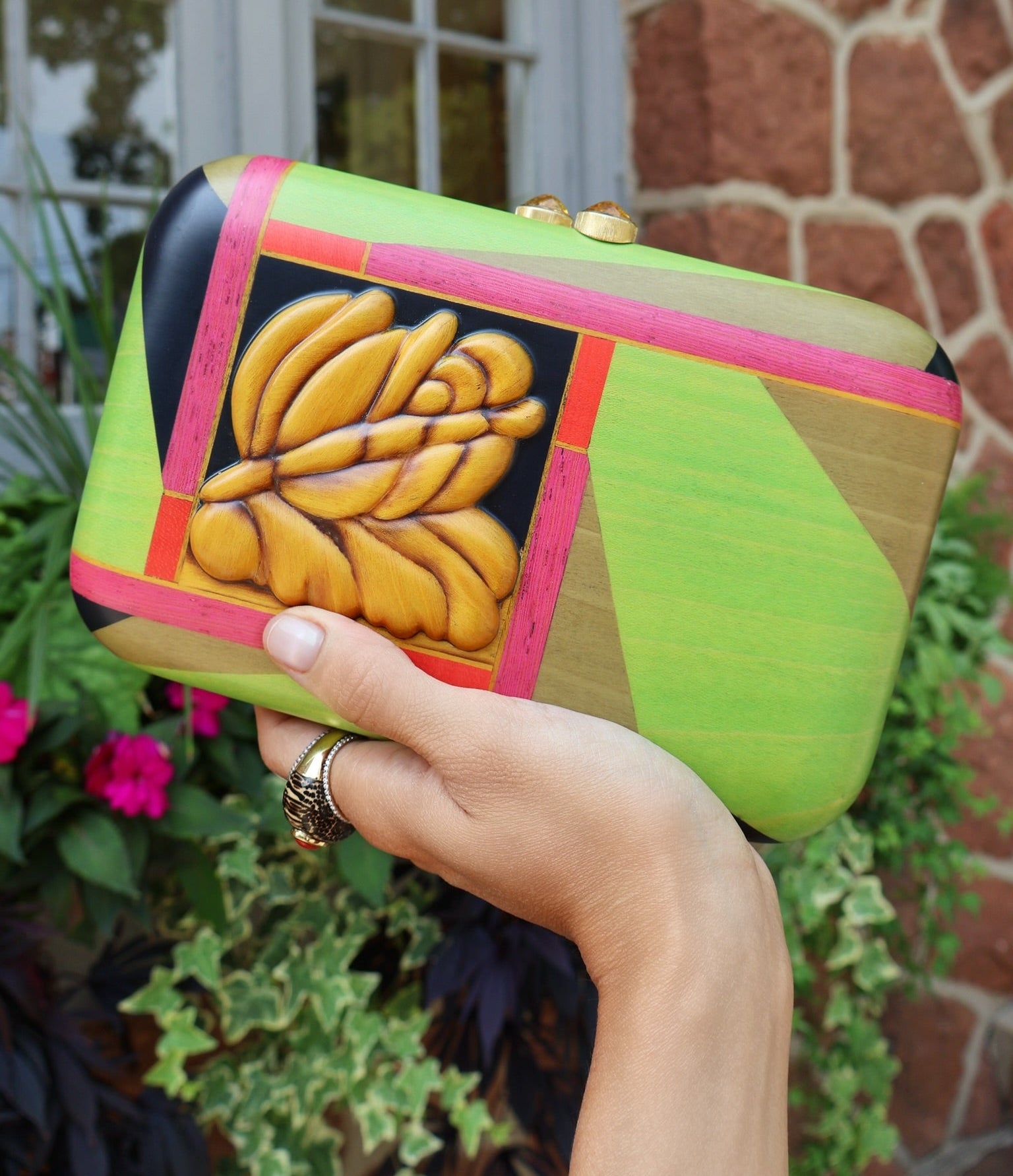 Shoji Garden Marquetry Clutch Silvia Furmanovich tiny gods