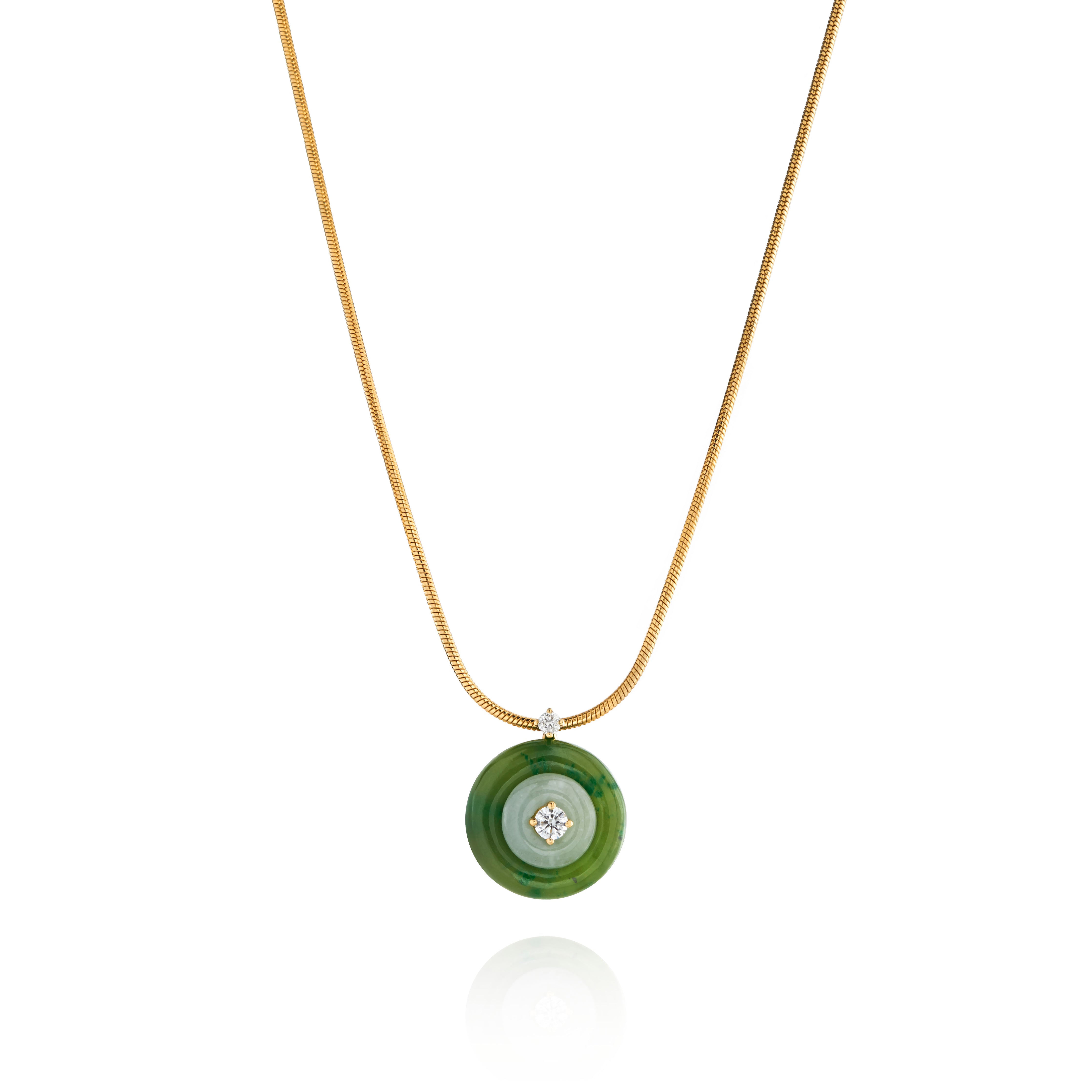 18k yellow gold nephrite jade and diamonds small signal pendant by Fernando Jorge Tiny Gods