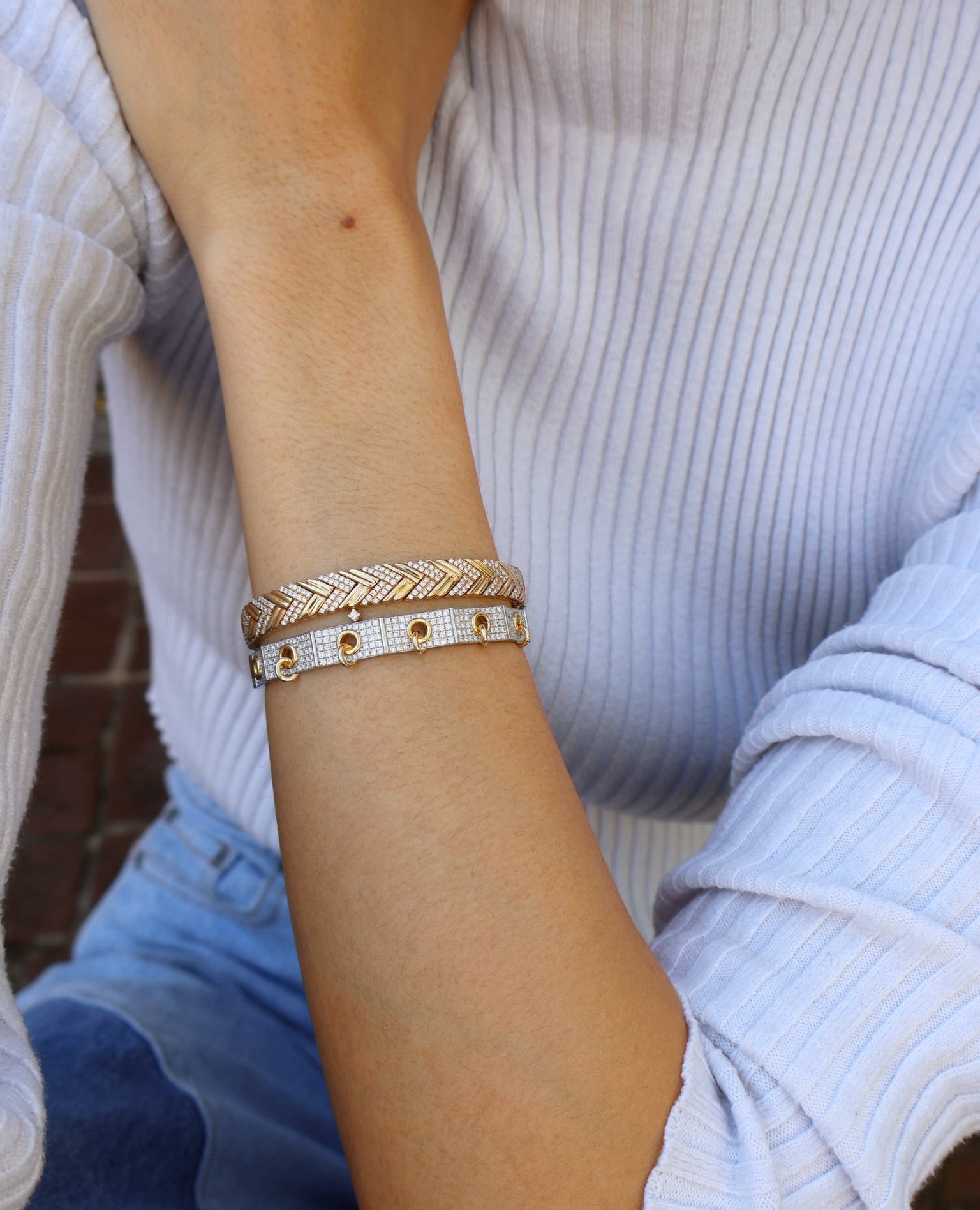 small victorie bangle yellow gold diamond rainbowk tiny gods