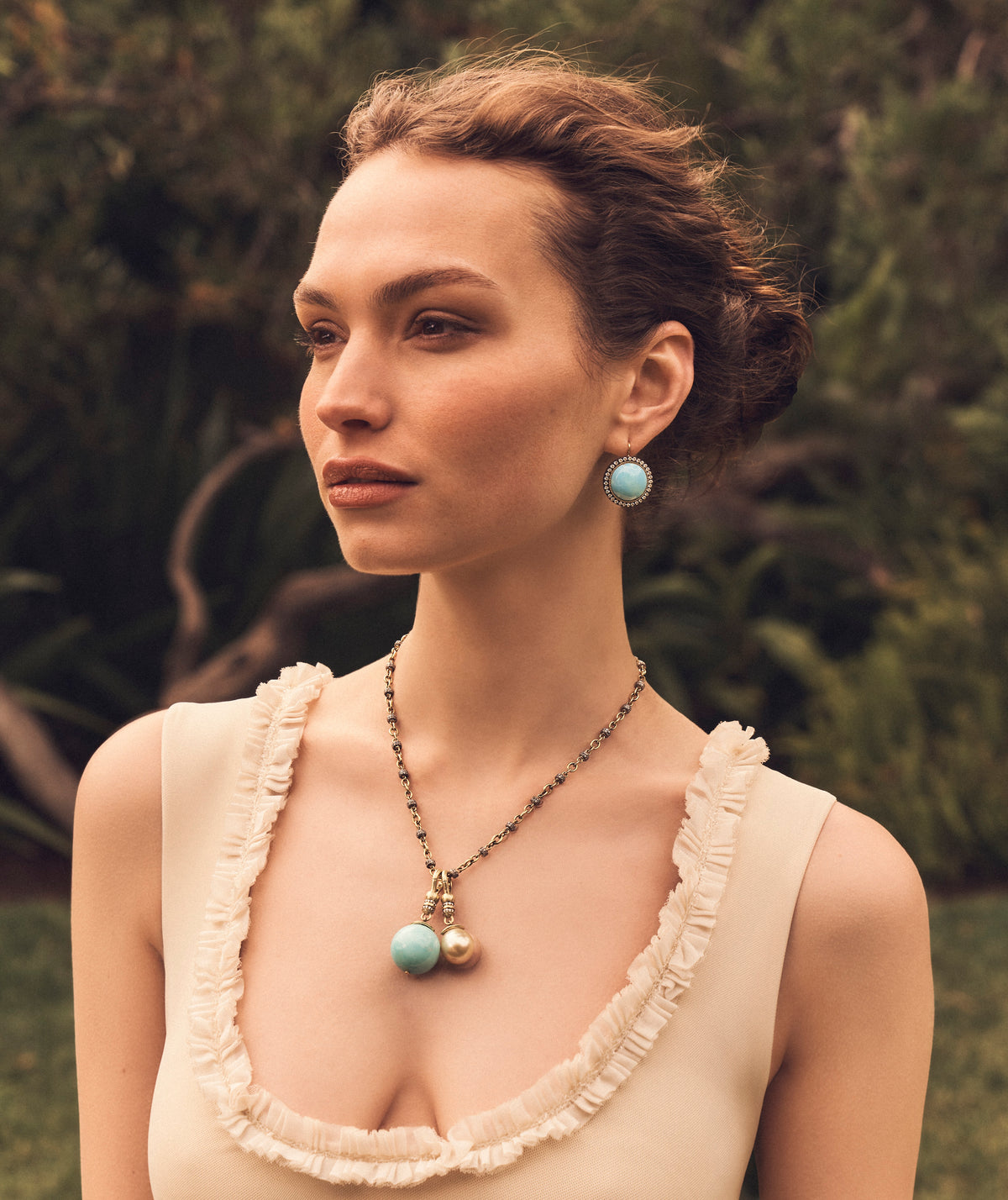 Kazakhstan Turquoise & Diamond Earrings