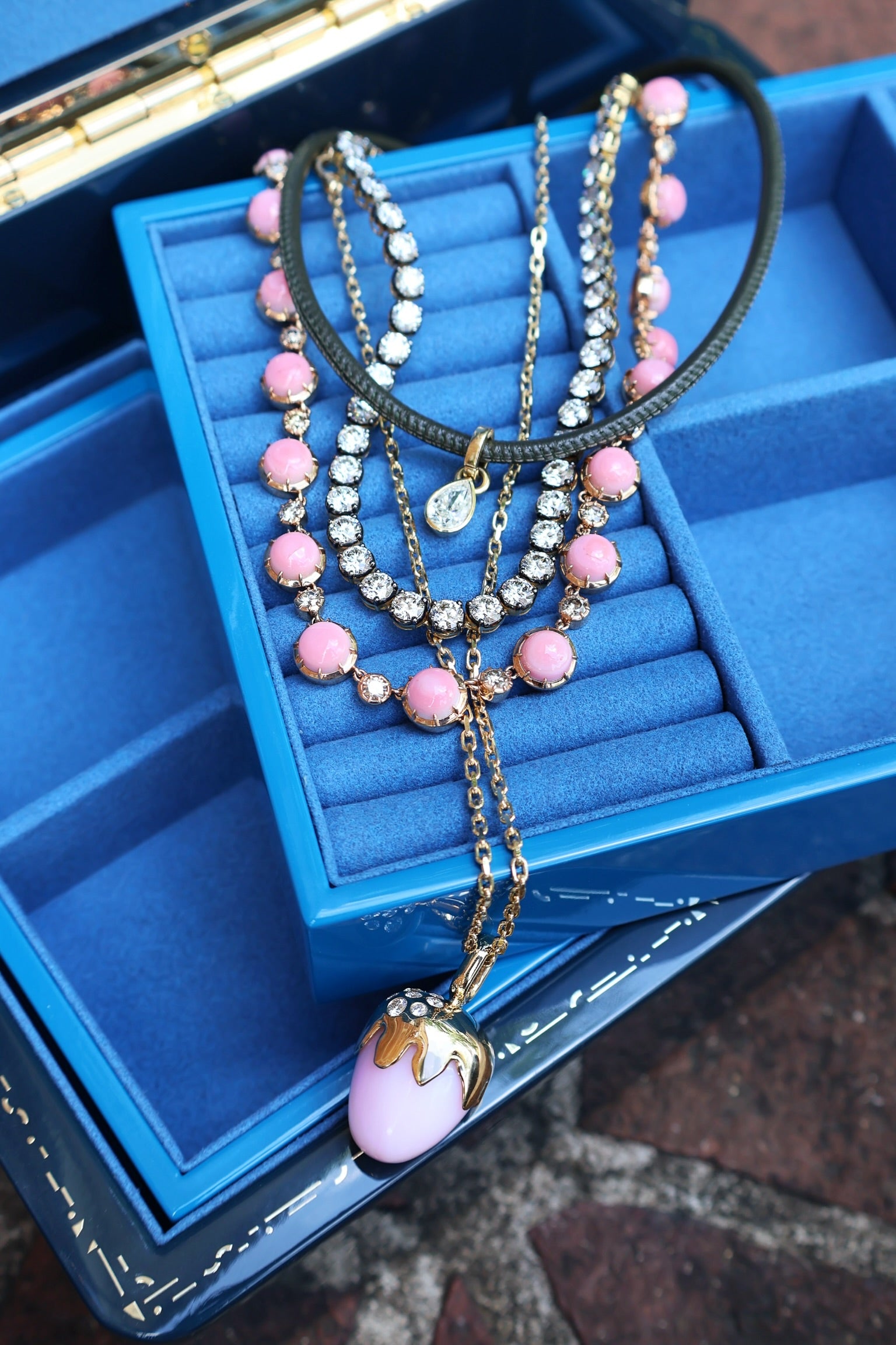 Conch Shell & Champagne Diamond Riviera Necklace