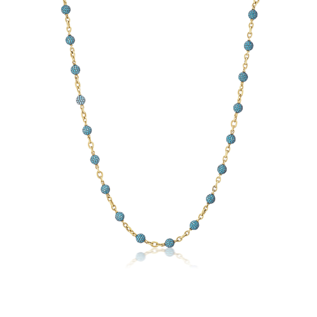 19k yellow gold turquoise confetti chain link necklace by Sylva & Cie Tiny Gods