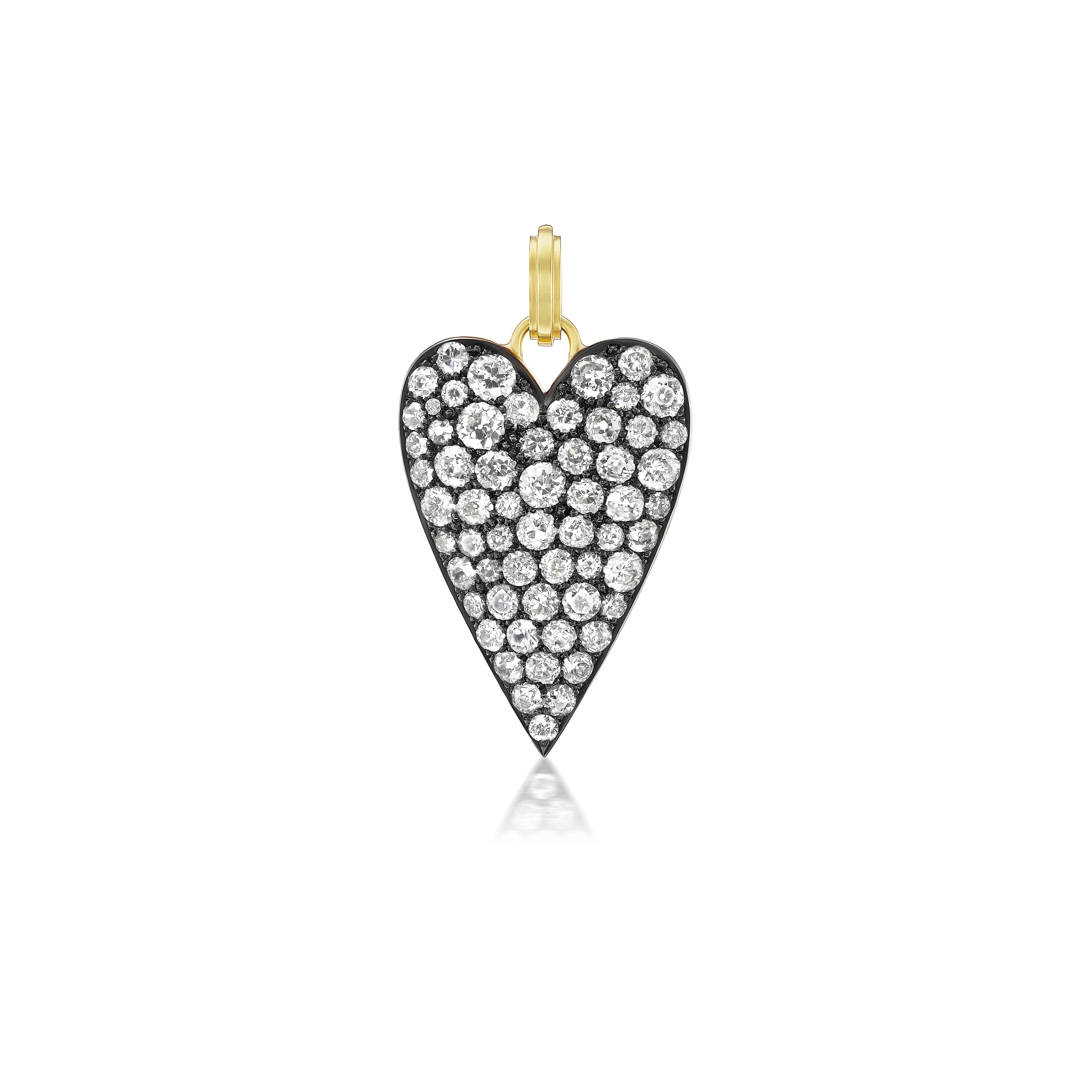 sylva cie pave diamond rhodium gold heart pendant charm tiny gods