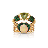 tlaloque green crab ring with peridot and opal by Daniela Villegas Tiny Gods