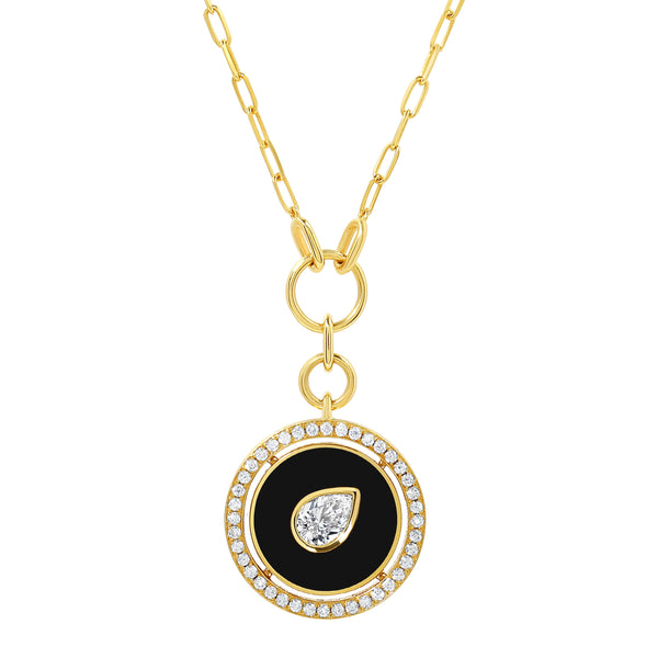 18k yellow gold Aebi diamond jet black necklace by State Property Tiny Gods