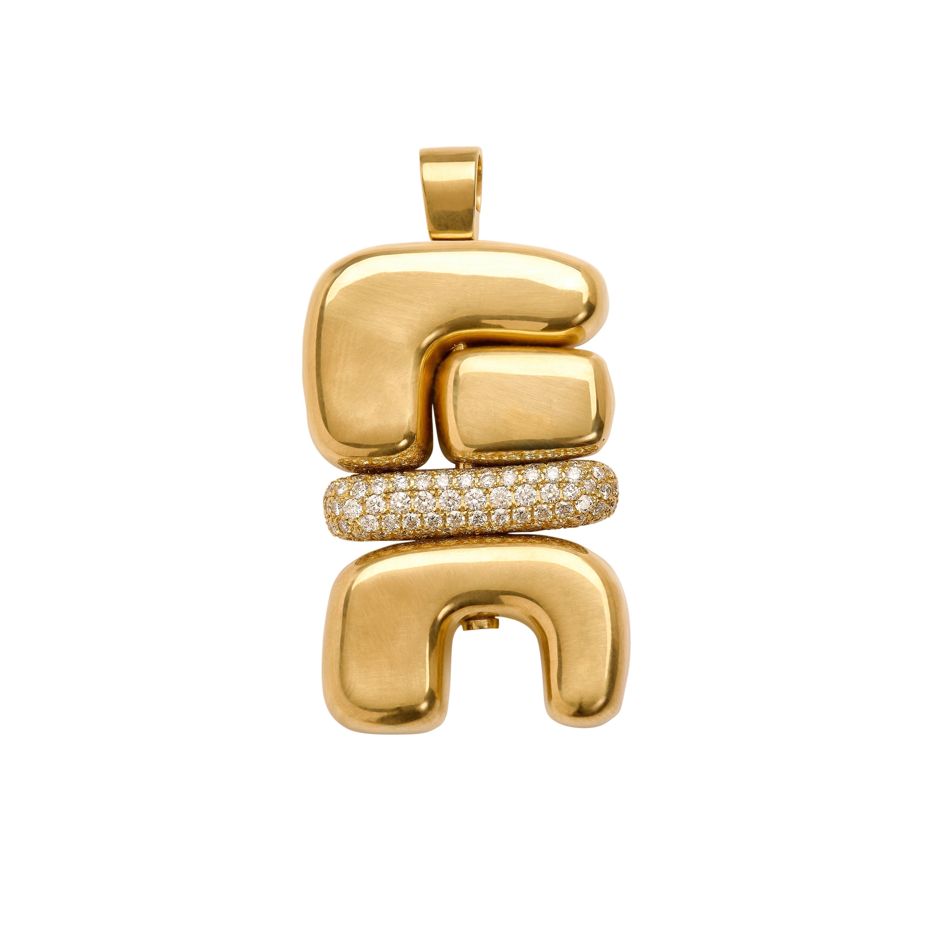 18k yellow gold air diamond totem pendant by Joelle Kharrat Tiny Gods