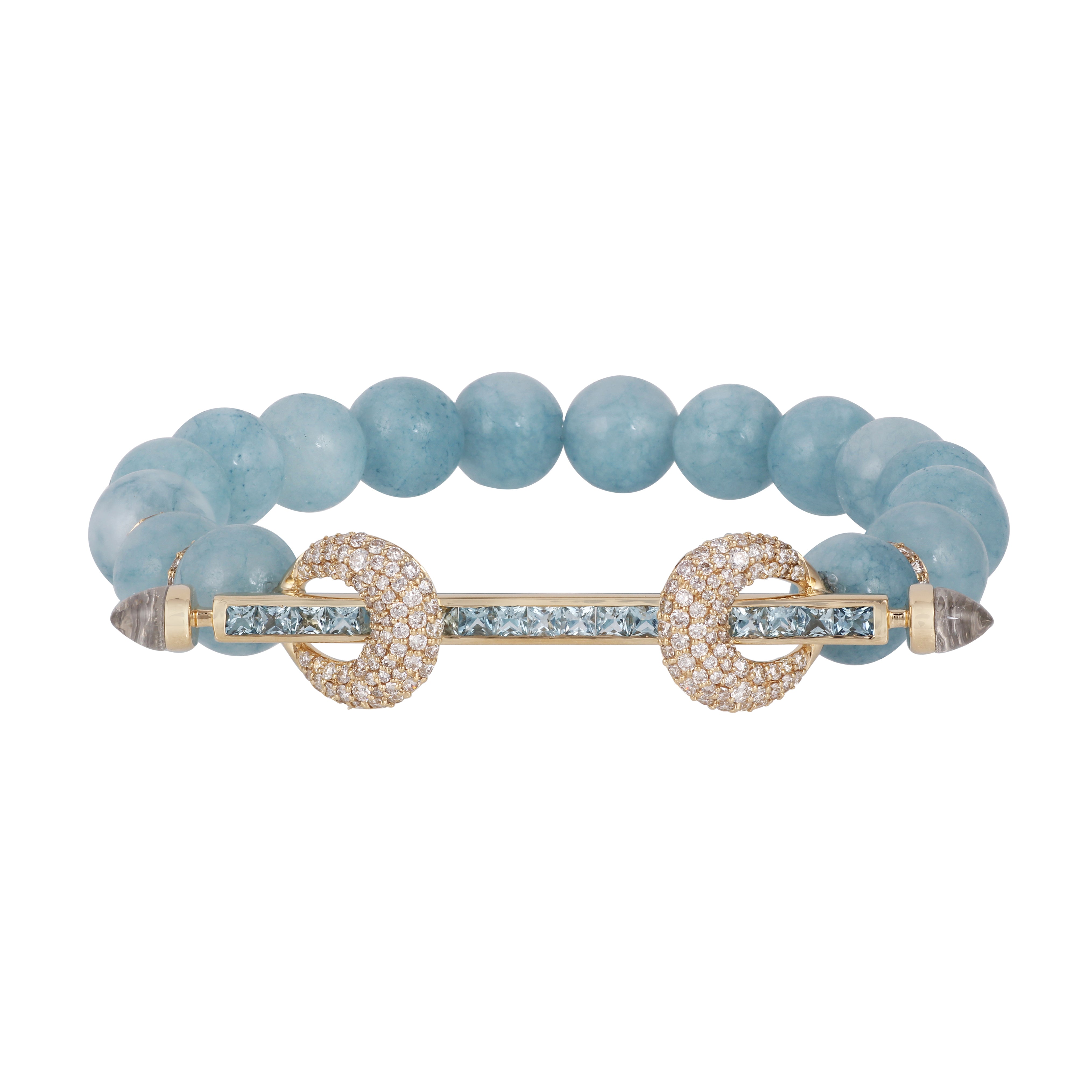 18k yellow gold stretch bead Aquamarine & Ombré Aquamarine Chakra Bracelet by Ananya Tiny Gods
