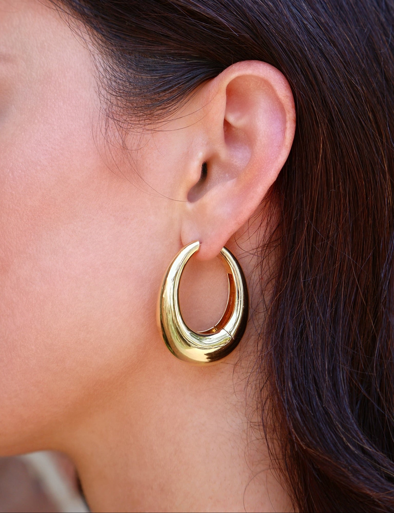 18k yellow gold domed polished maxi chakra icon hoop earrings by Ananya Tiny Gods