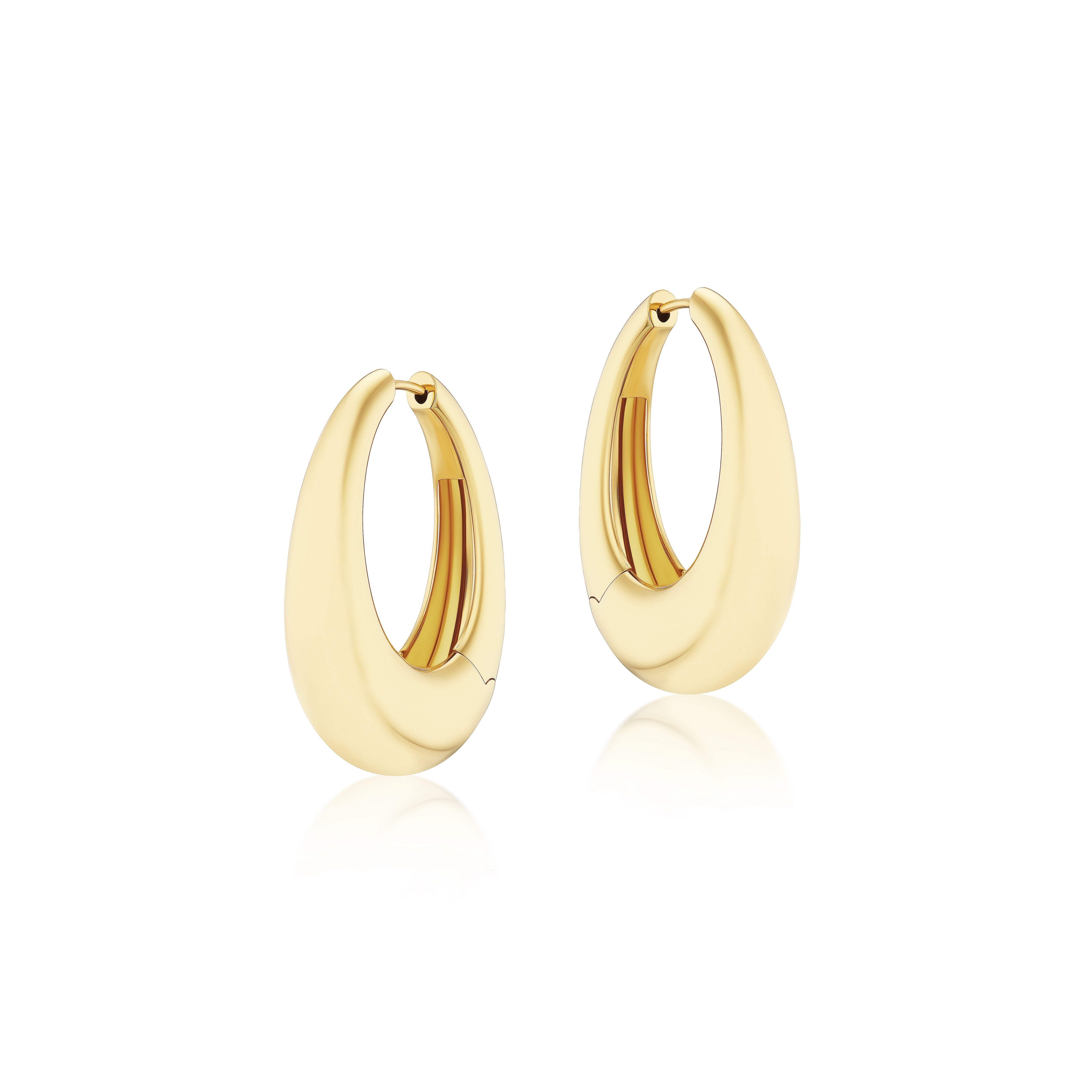 18k yellow gold domed polished maxi chakra icon hoop earrings by Ananya Tiny Gods