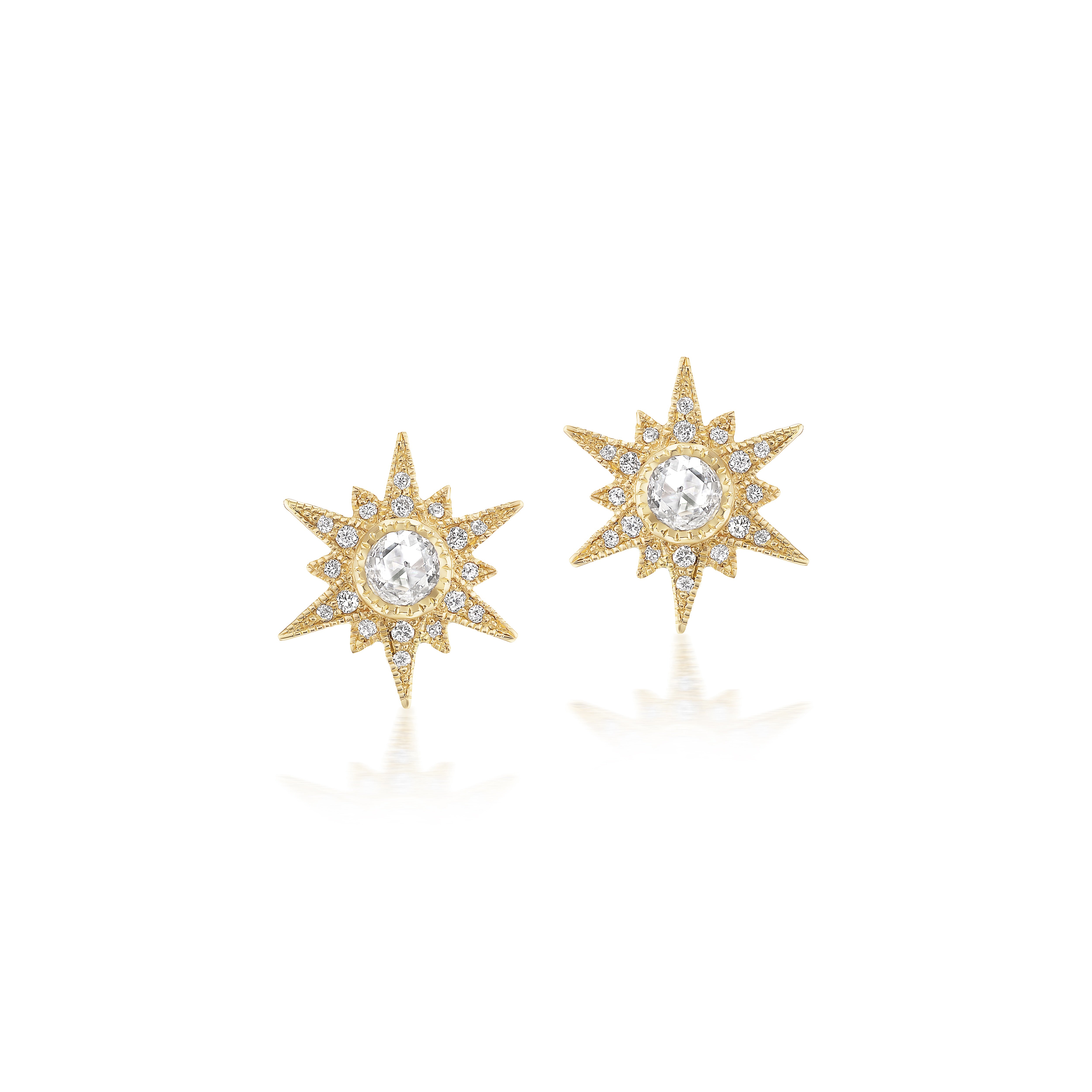 arman Sarkisyan starburst earrings 18k yellow gold diamonds tiny god