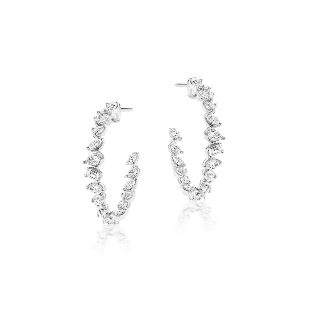 arzano white gold fancy shape diamond hoop earrings