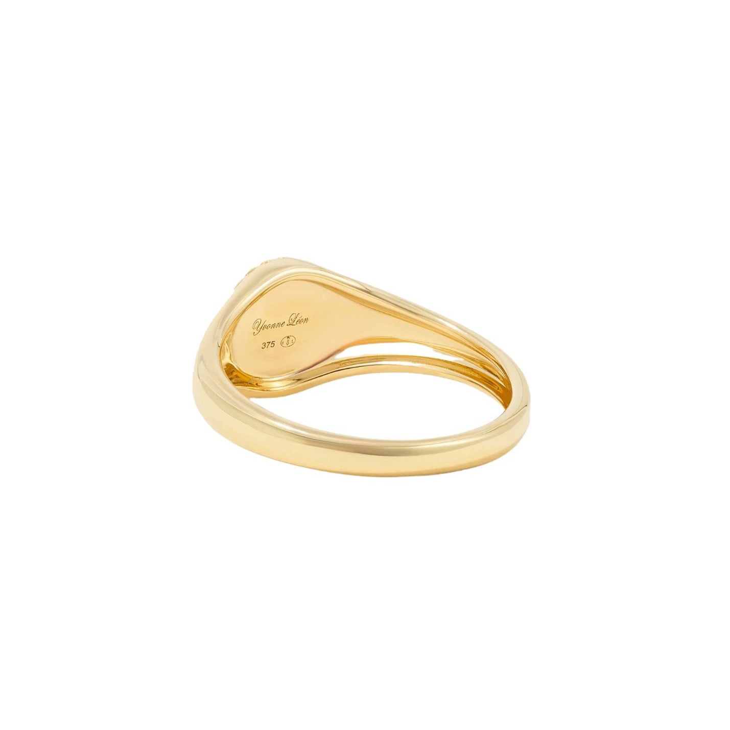 9k yellow gold oval malachite diamond signet pinky ring by Yvonne Leon Tiny Gods