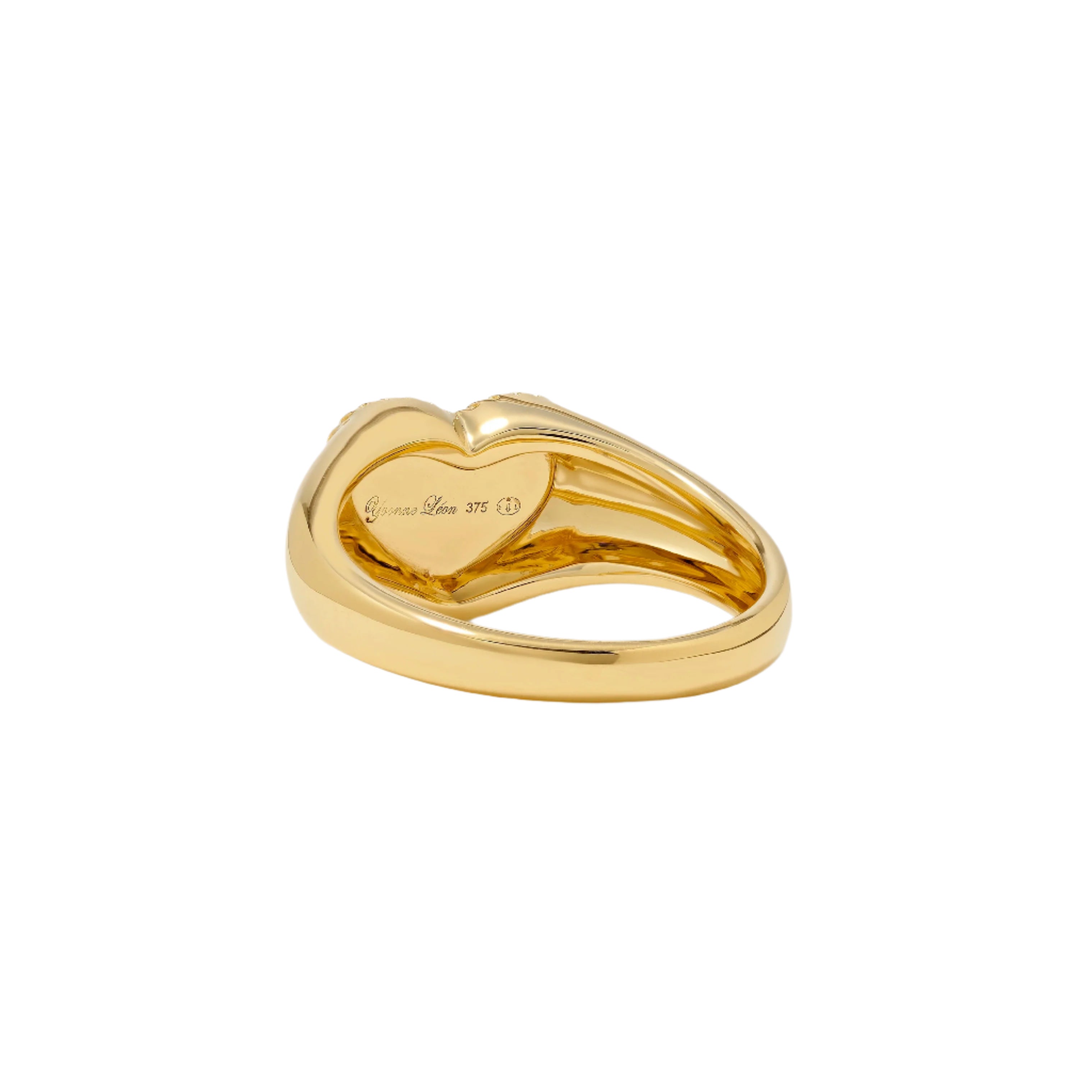 9k yellow gold baby chevalier red agate and diamond heart pinky signet ring by Yvonne Léon Tiny Gods