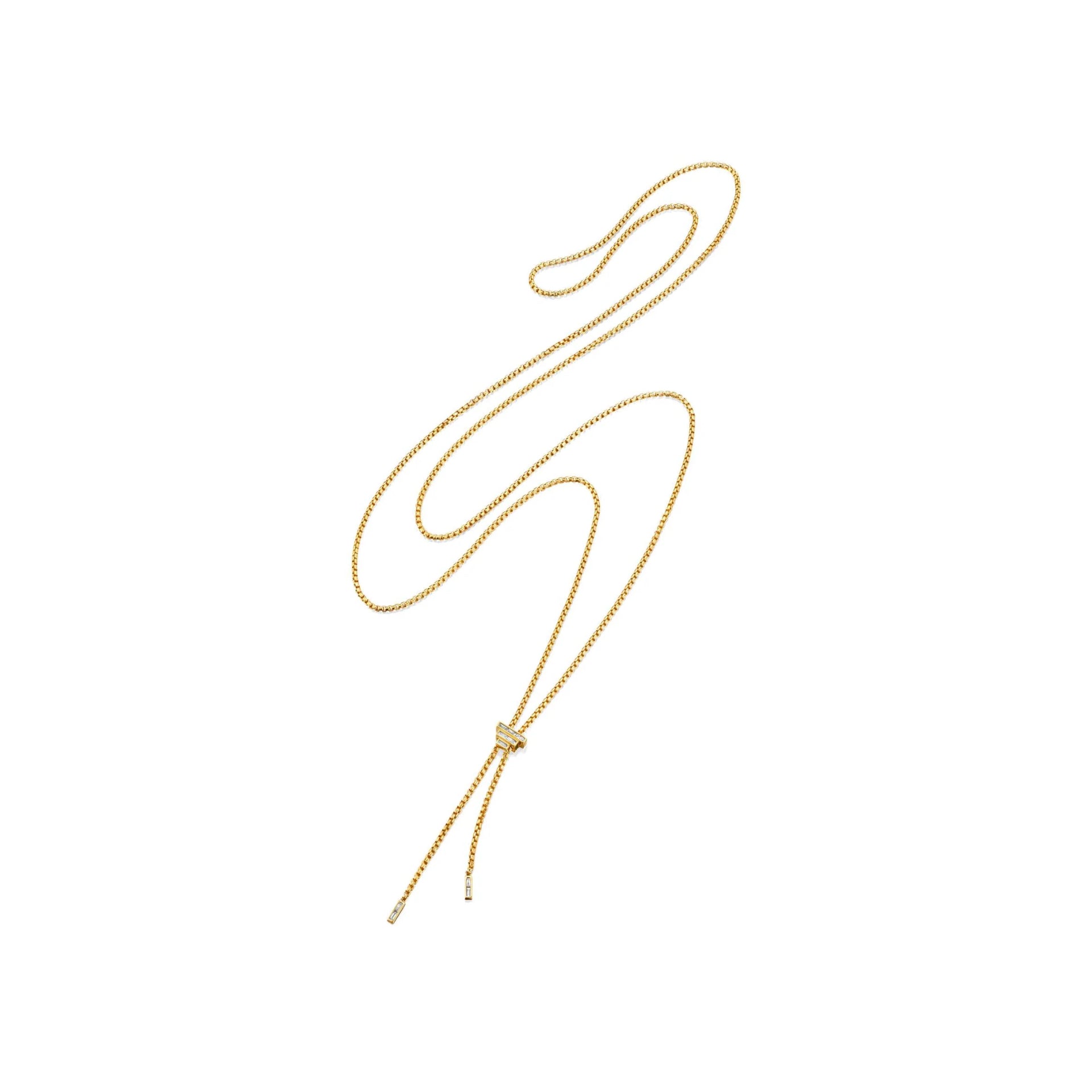 Graziela tiny gods bolo baguette necklace diamonds yellow gold