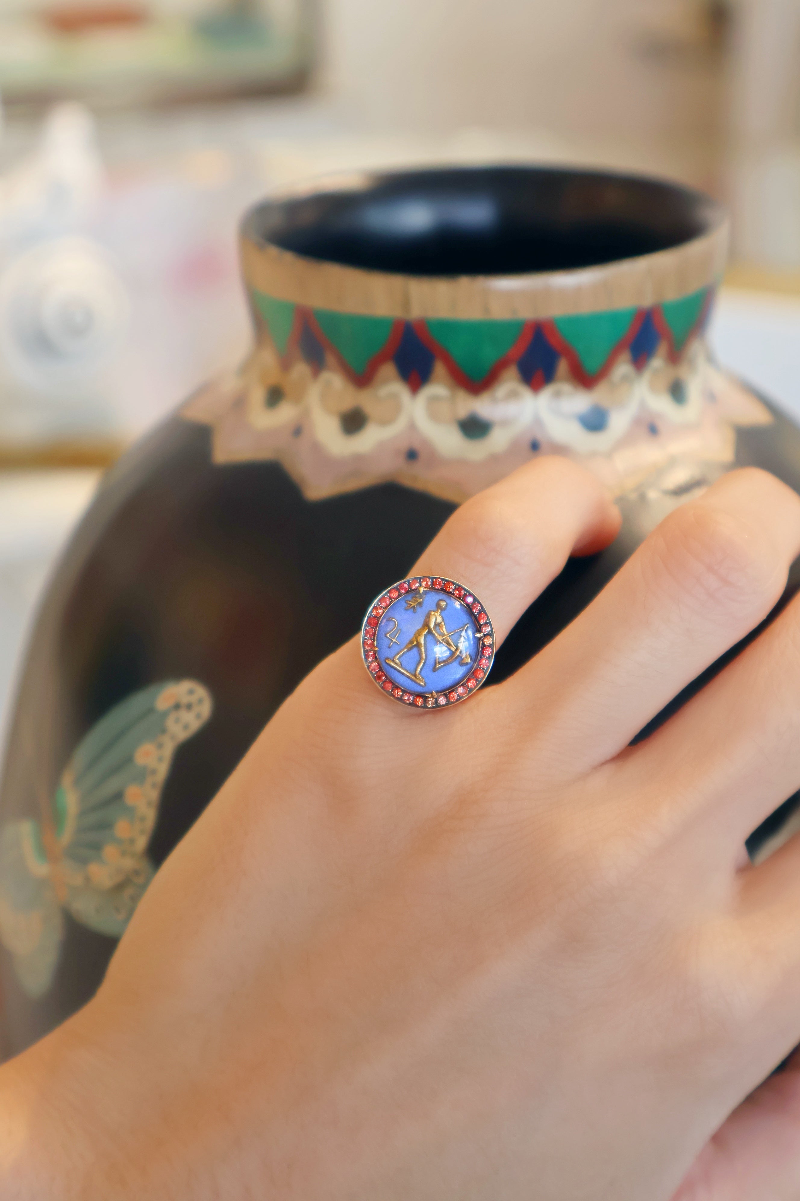 francesa villa tiny gods being crystal sagittarius ring yellow gold