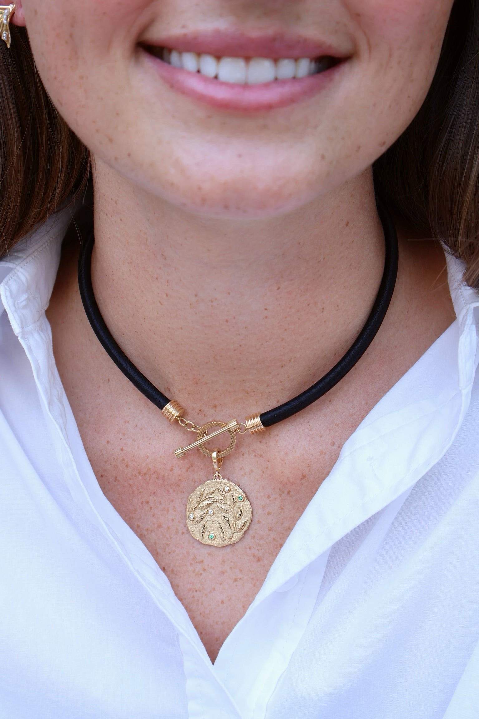 18k yellow gold black silk toggle choker necklace by Azlee Tiny Gods