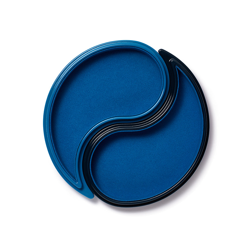 Yin Yang midnight navy and blue lacquer gold inlay jewelry box by Trove Tiny Gods