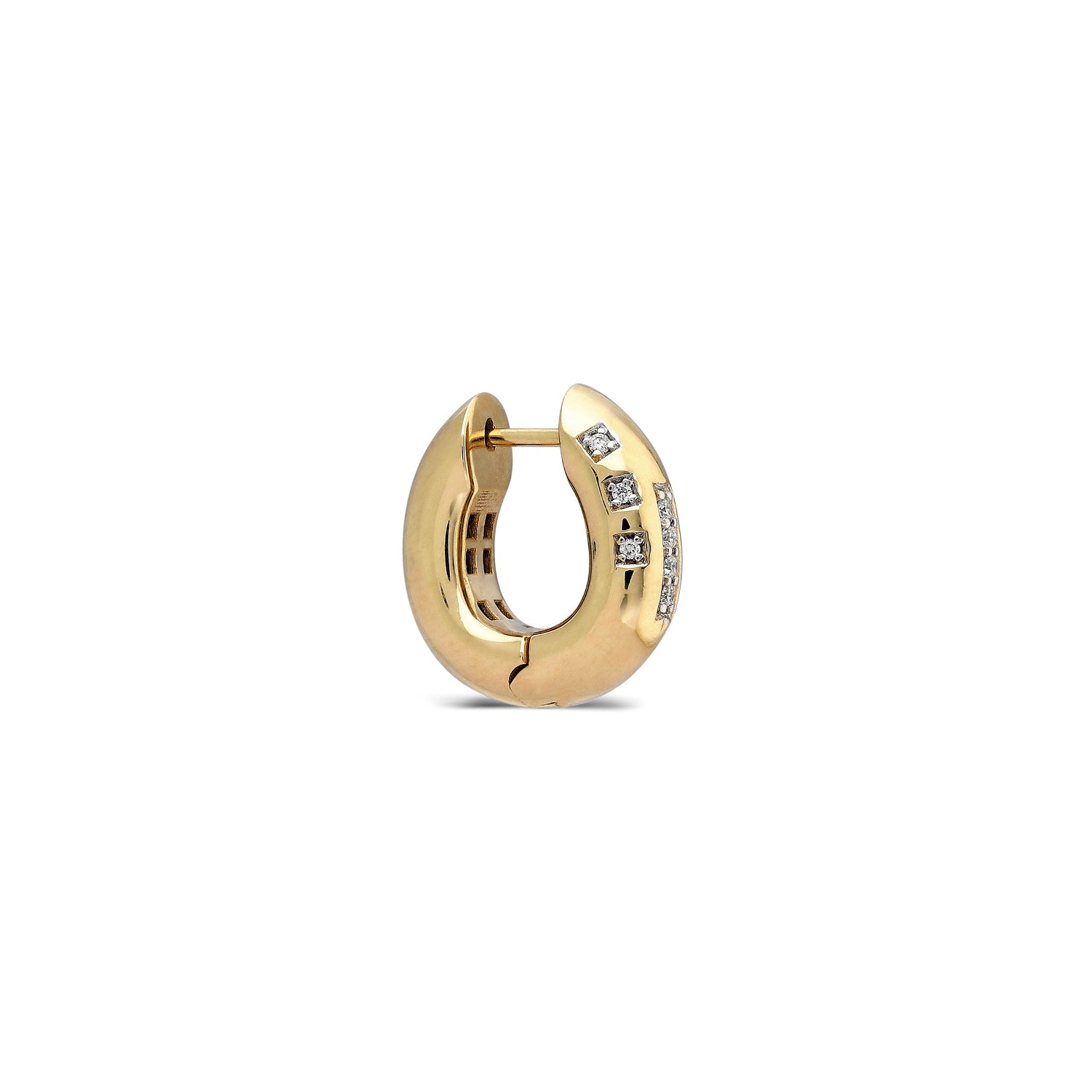 bomba hoop earring its yellow gold diamonds tiny gods