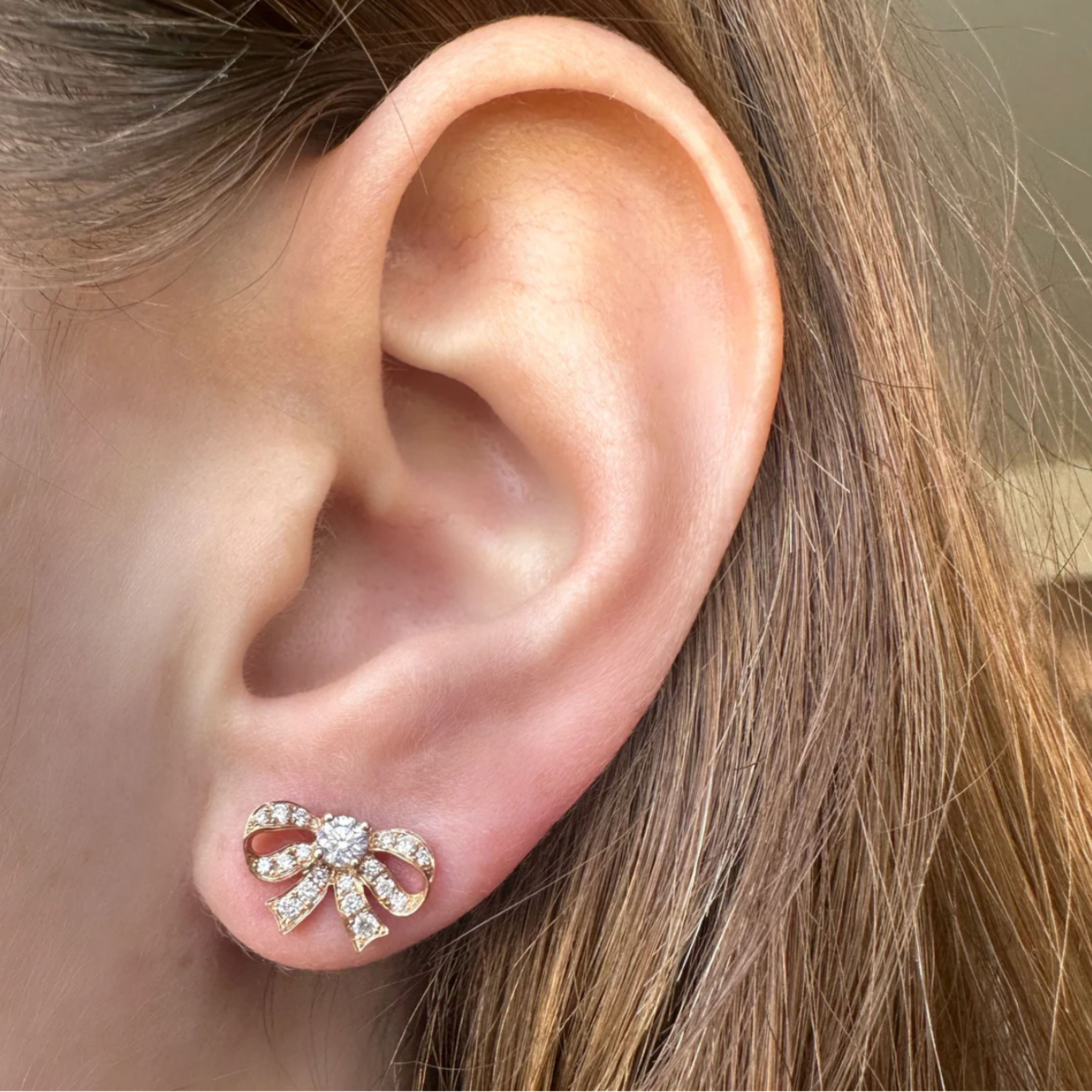 Anita Ko yellow gold earrings diamonds bow tiny gods