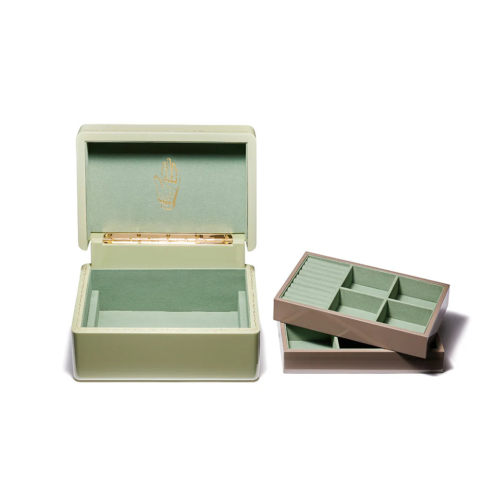 Mint green mini trunk jewelry box by Trove Tiny Gods