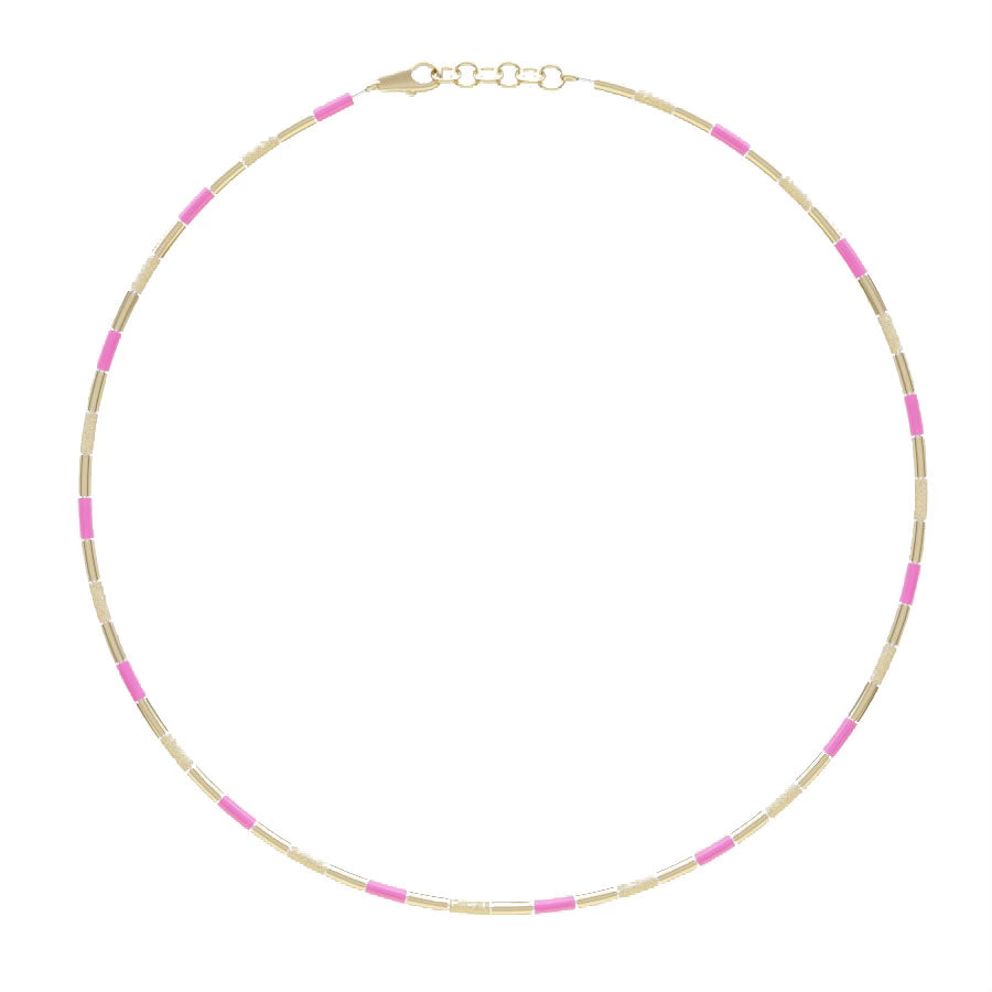 Tubini bubblegum pink enamel beaded necklace by Bea Bongiasca Tiny Gods sale