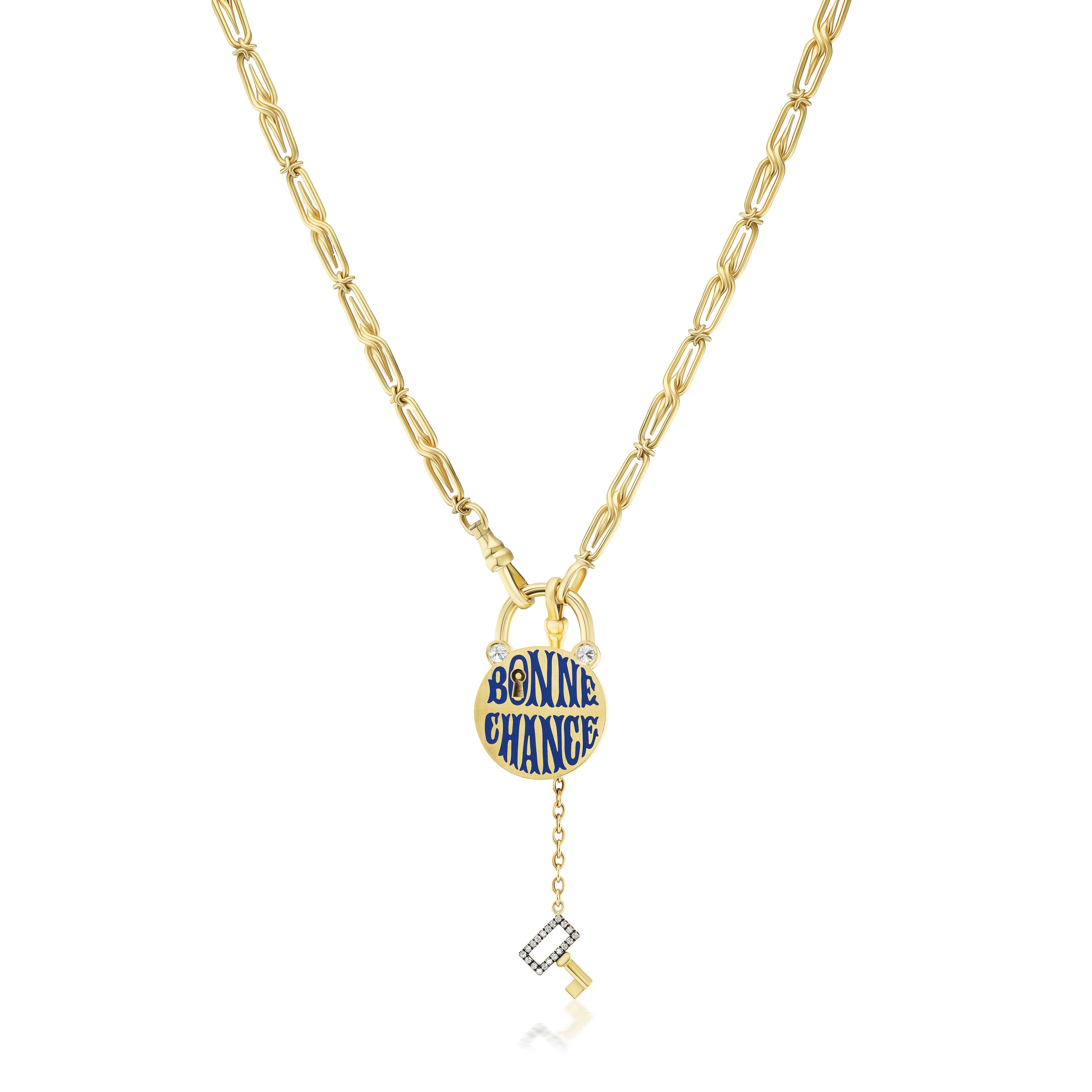 18k yellow gold 17" open link love knotted spiked link chain necklace by Circa 1700 Tiny Gods