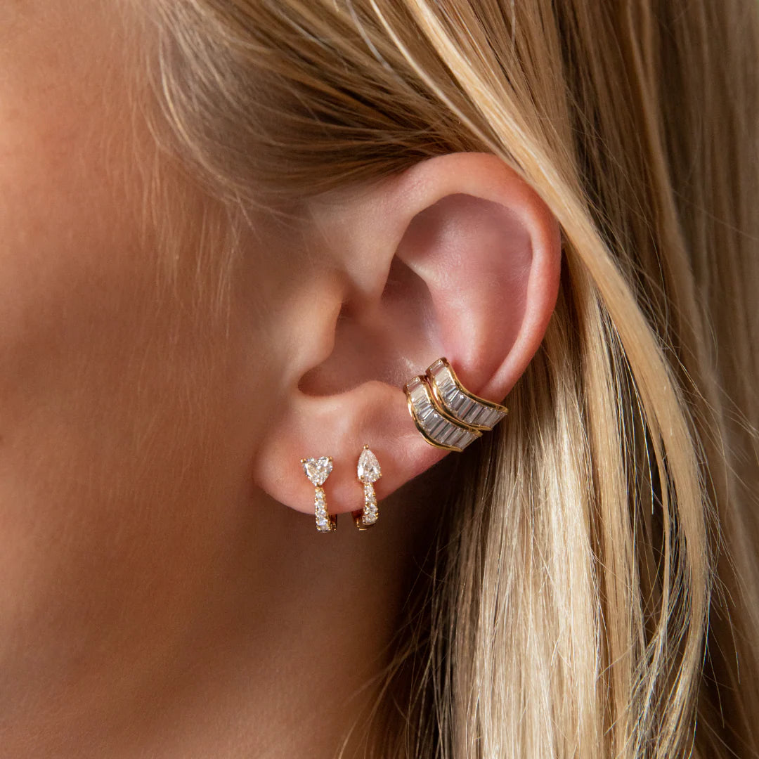 curved baguette diamond earcuff yellow gold anita ko tiny gods