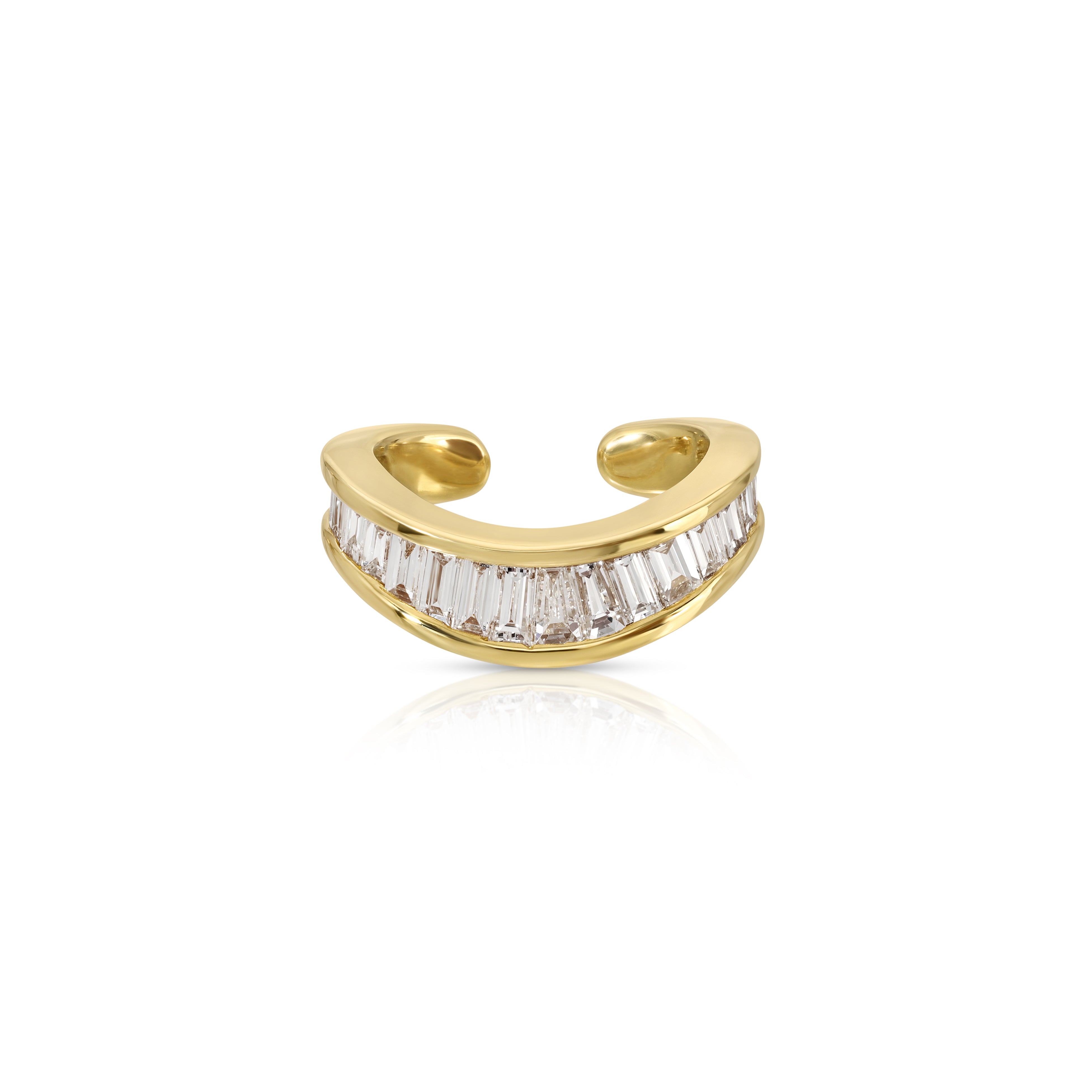 curved baguette diamond earcuff yellow gold anita ko tiny gods