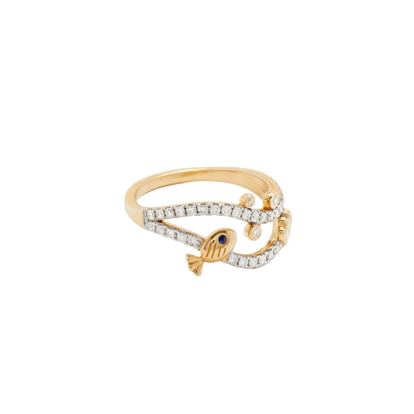 curved diamond fish ring yellow gold Yvonne Leon tiny gods