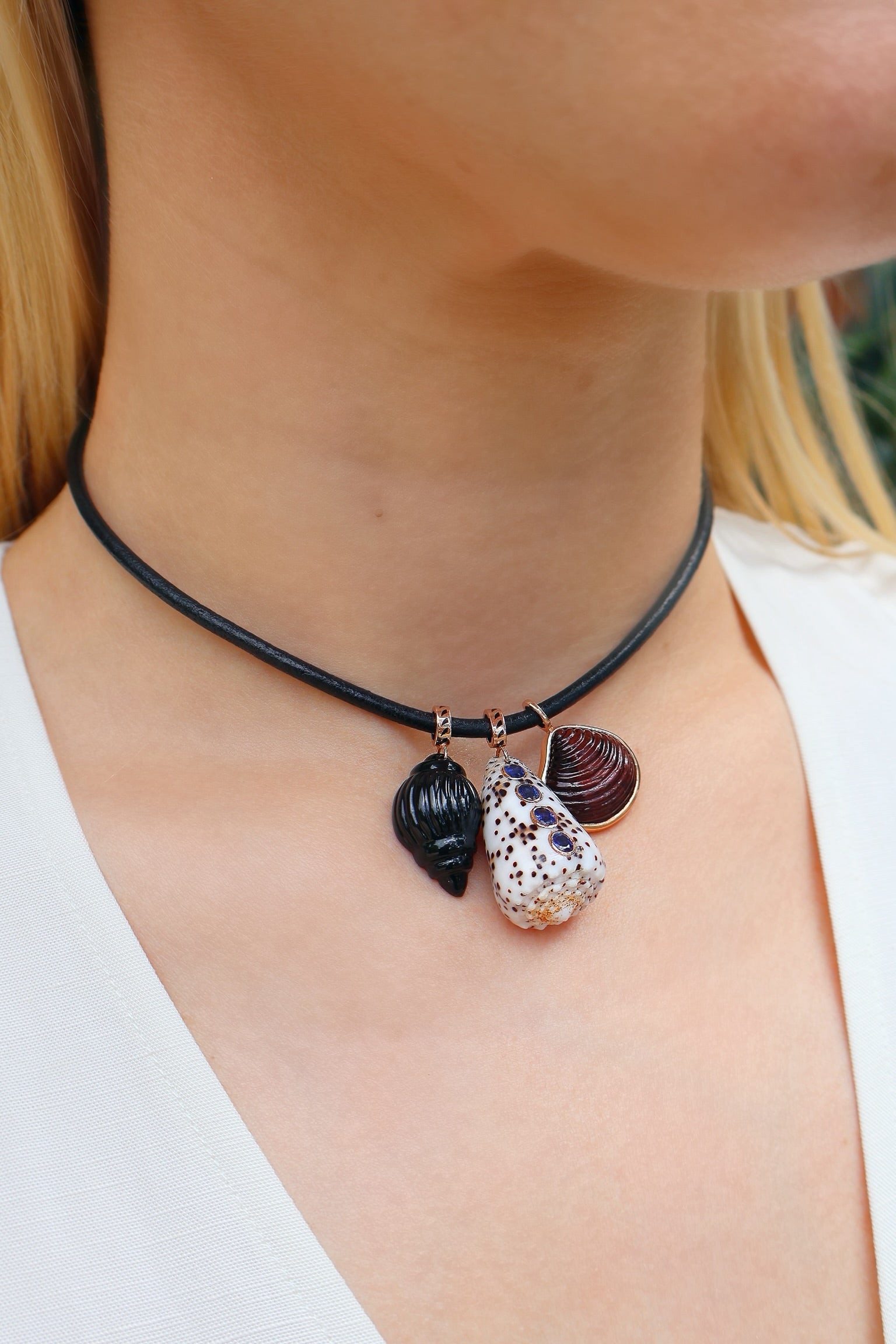 desk black leather cord collar choker necklace tiny gods