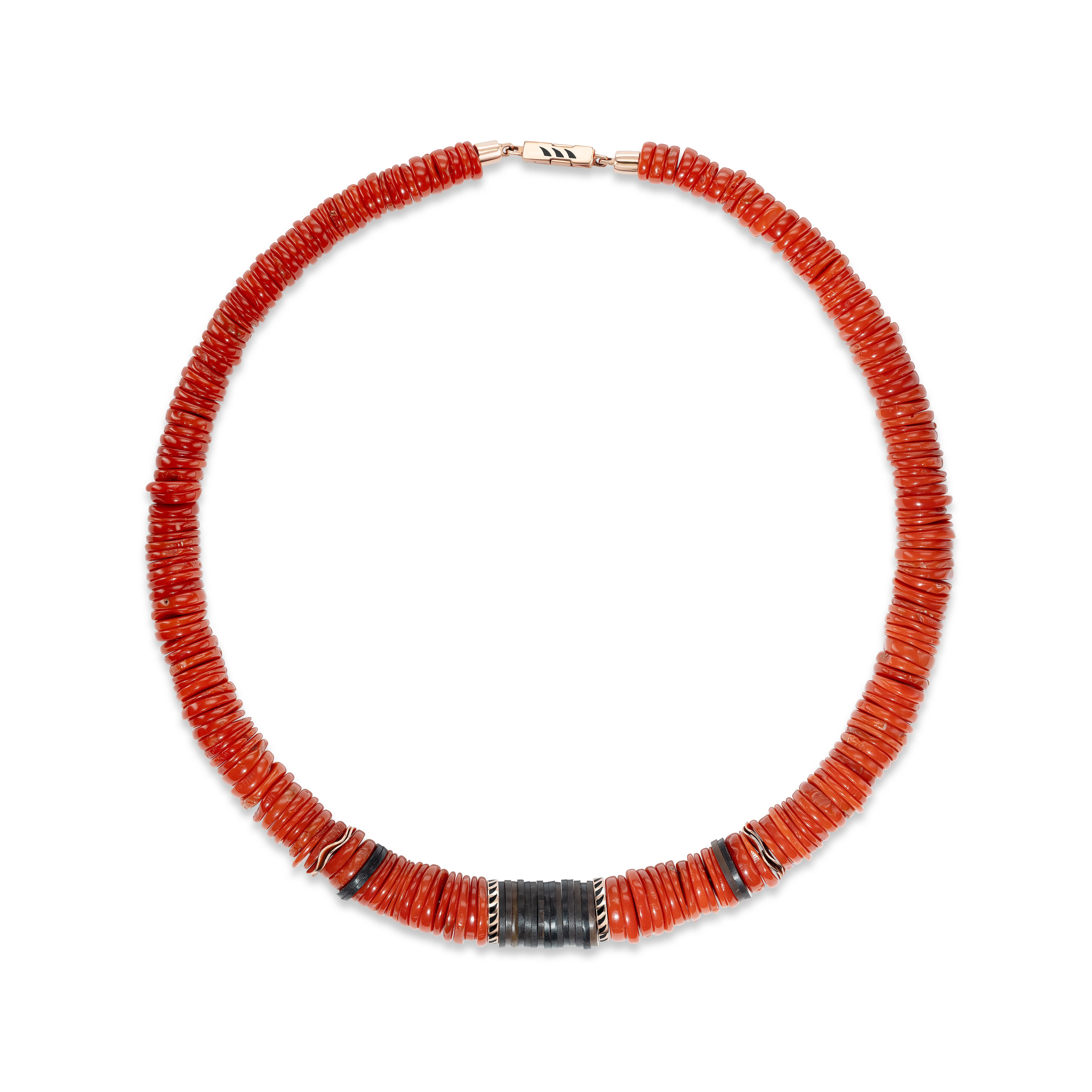 18k rose gold Mediterranean Coral Puka Necklace by Dezso Sara Beltran Tiny Gods shell