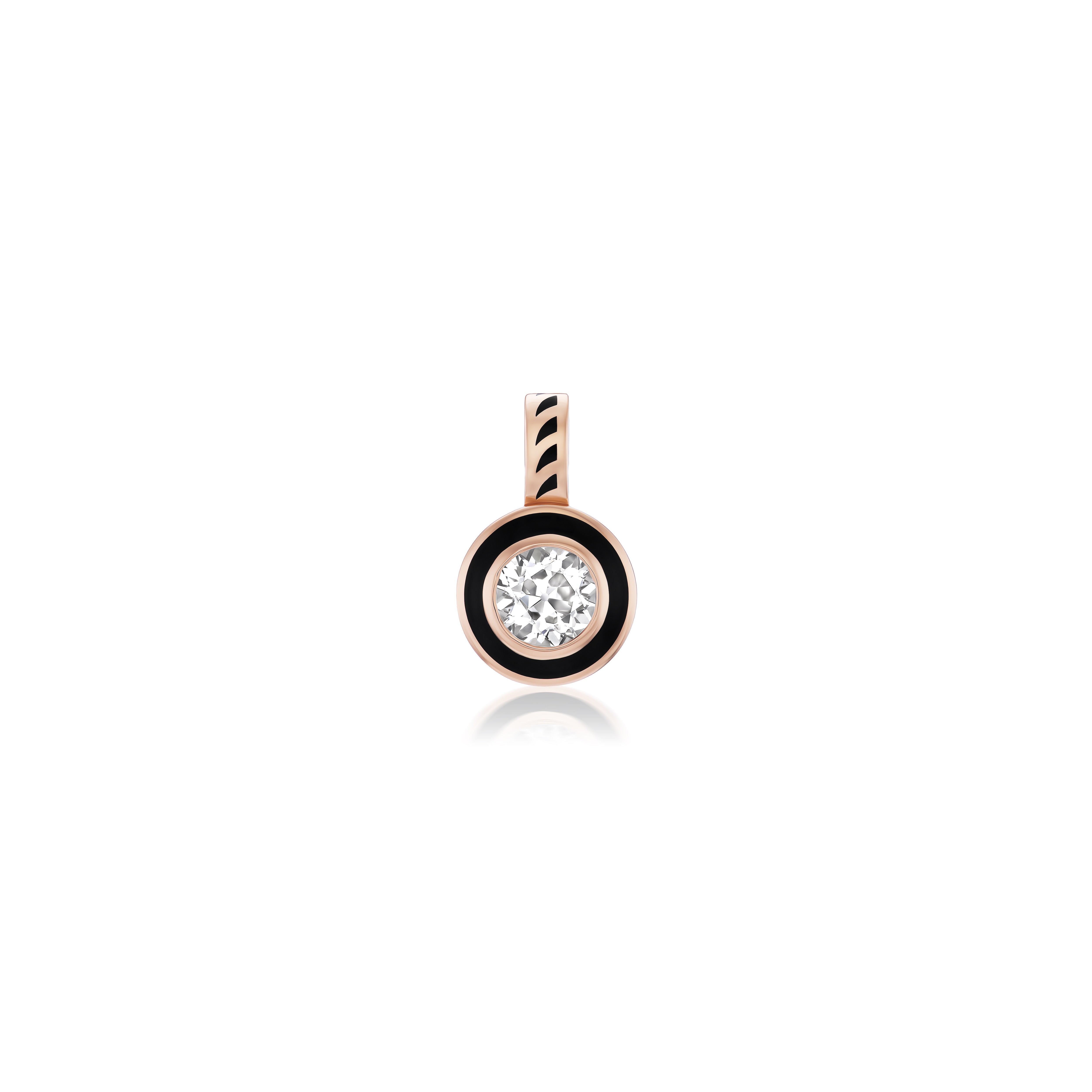 18k rose gold 0.87ct round white diamond black enamel shark fin Sara Beltran Dezso pendant Tiny Gods