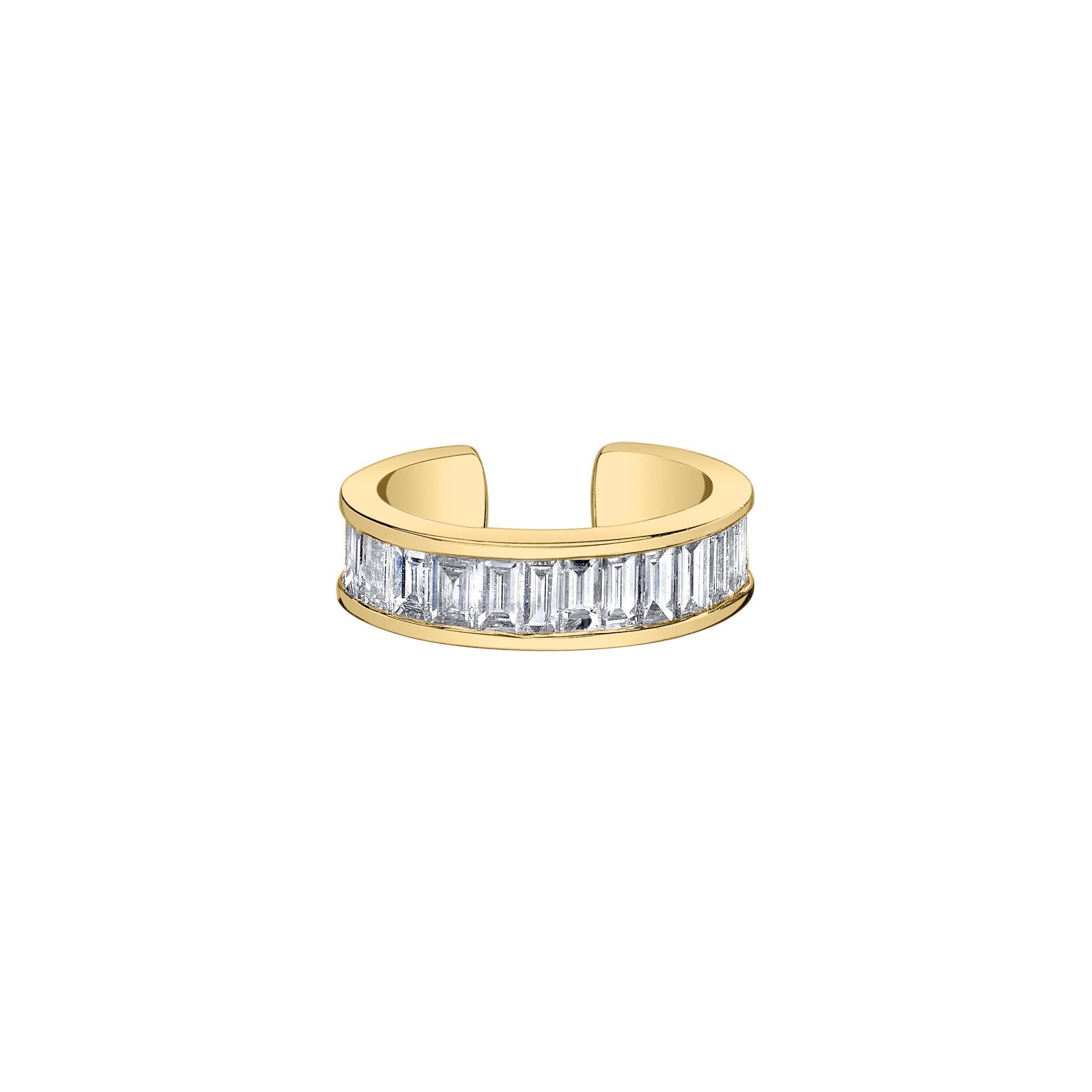 18k yellow gold diamond baguette earcuff by Anita Ko Tiny Gods