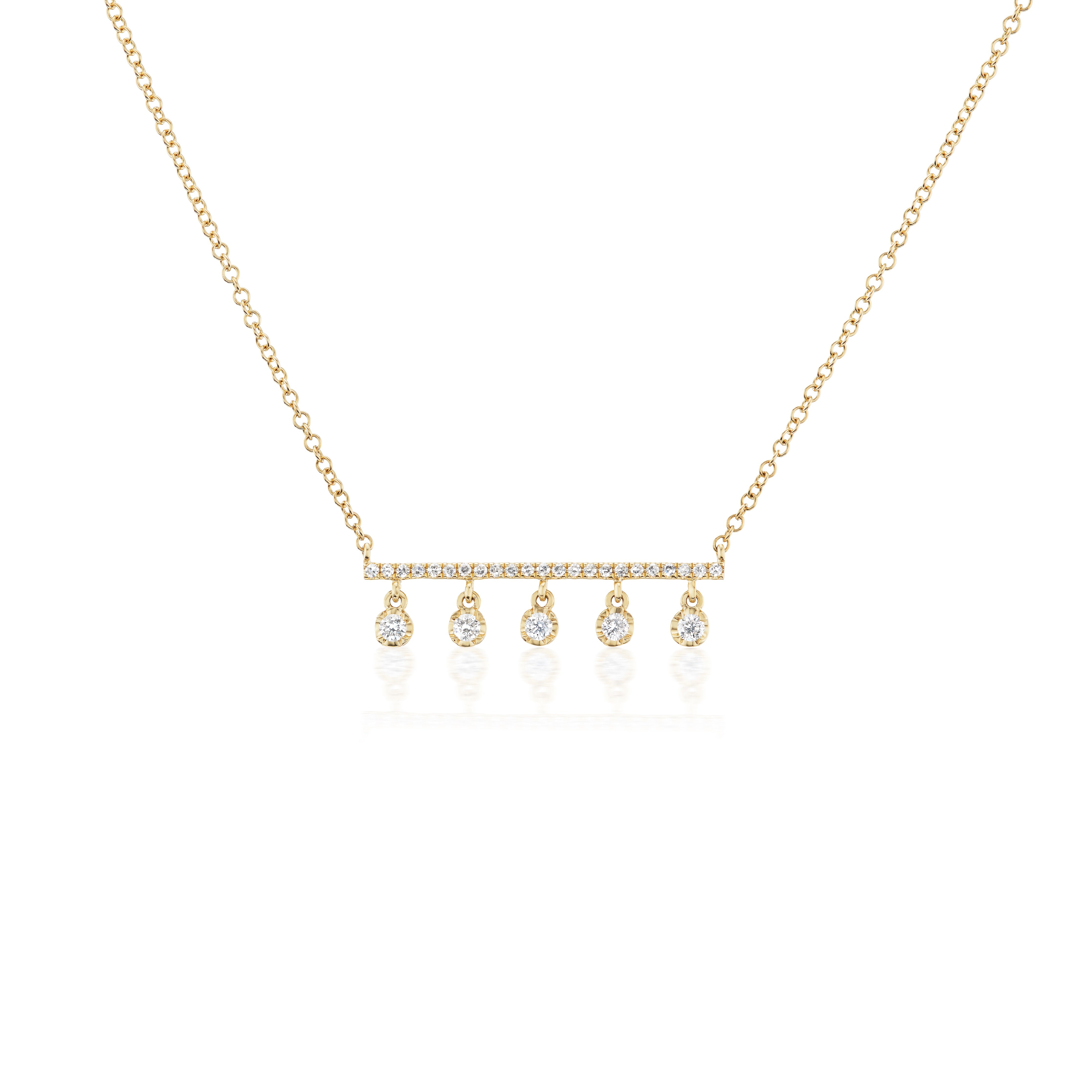 yellow gold dangle diamond bar necklace Tiny Gods
