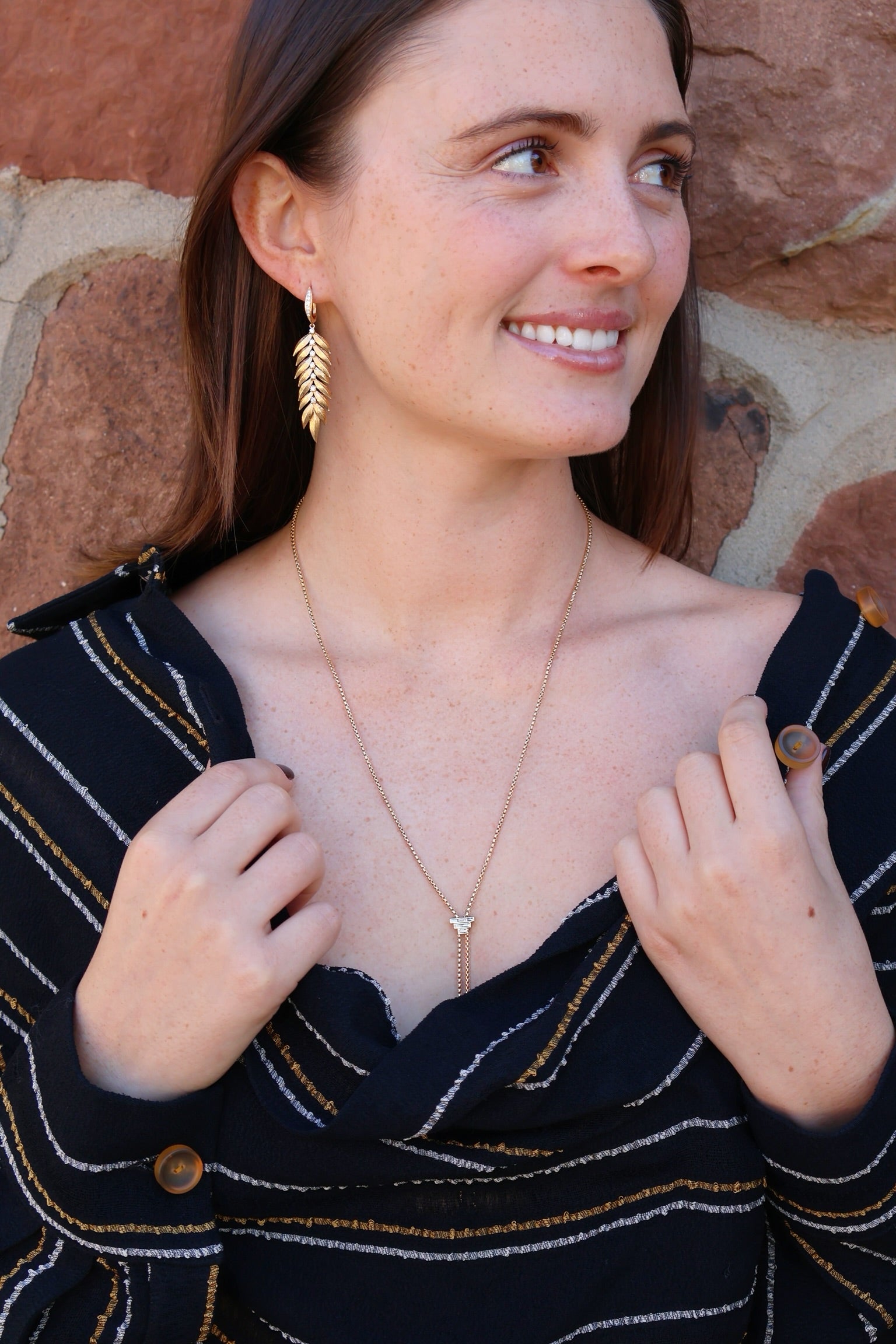 14k yellow gold diamond bolo necklace by Graziela Tiny Gods