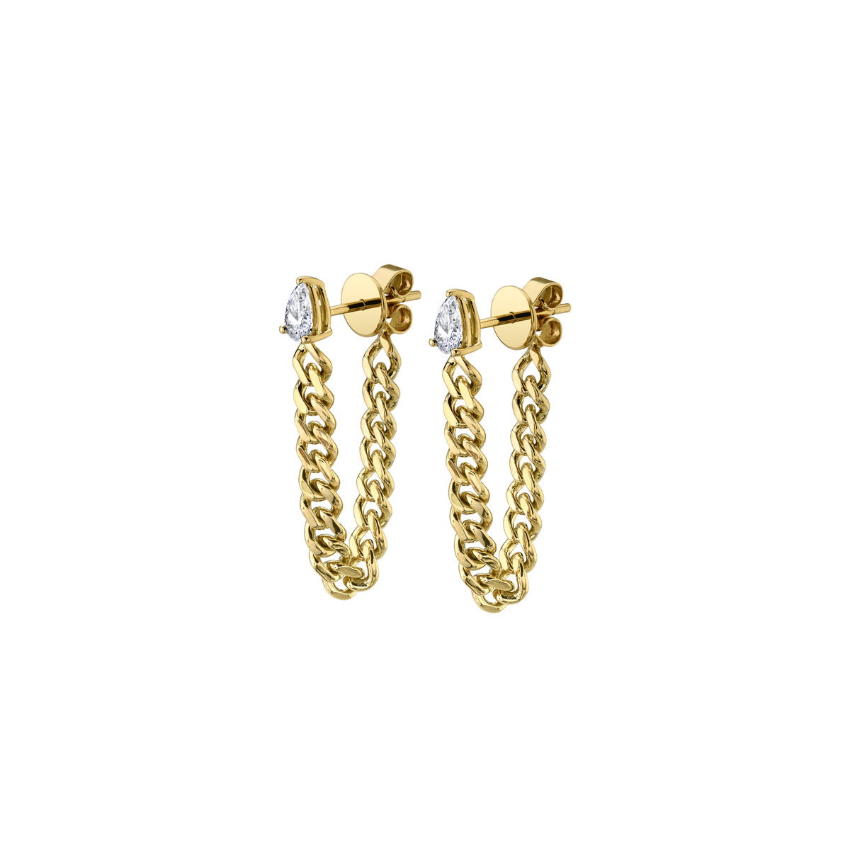 Cuban Link Loop Earrings w/ Diamonds by Anita Ko