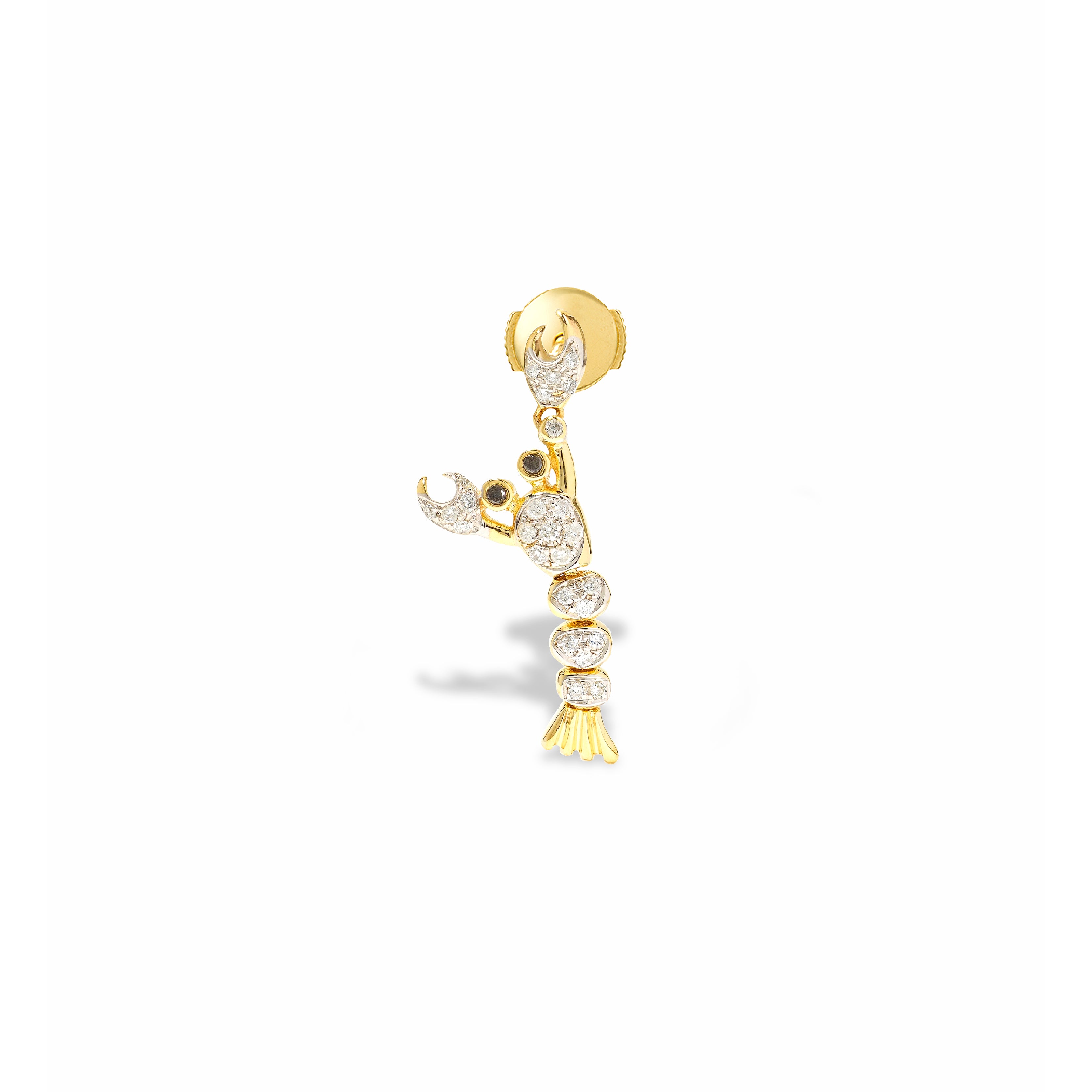 BO HOMARD DIAMANTS OJ lobster drop earring single Yvonne Léon tiny gods