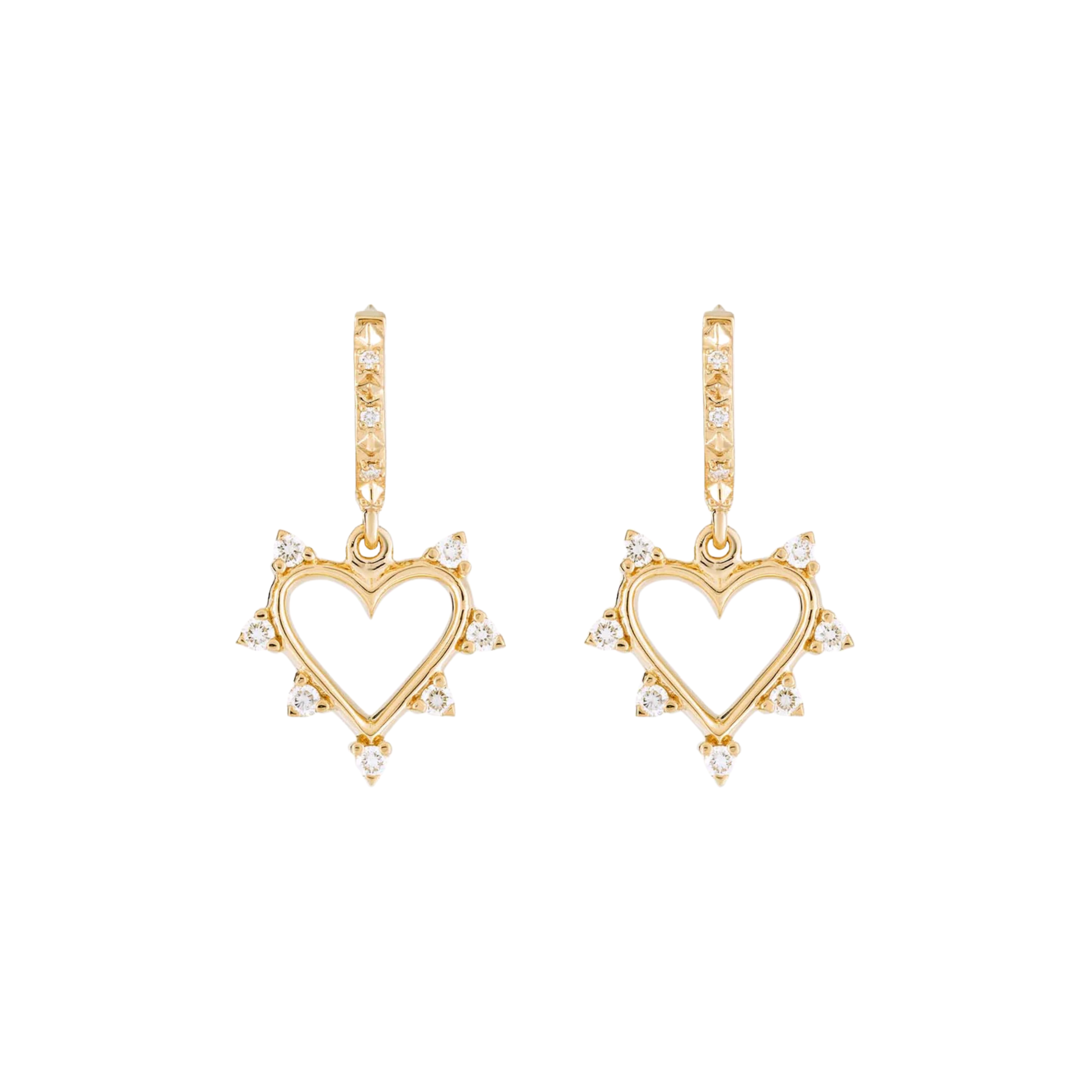 14k yellow gold diamond open heart earrings by Marlo Laz Tiny Gods