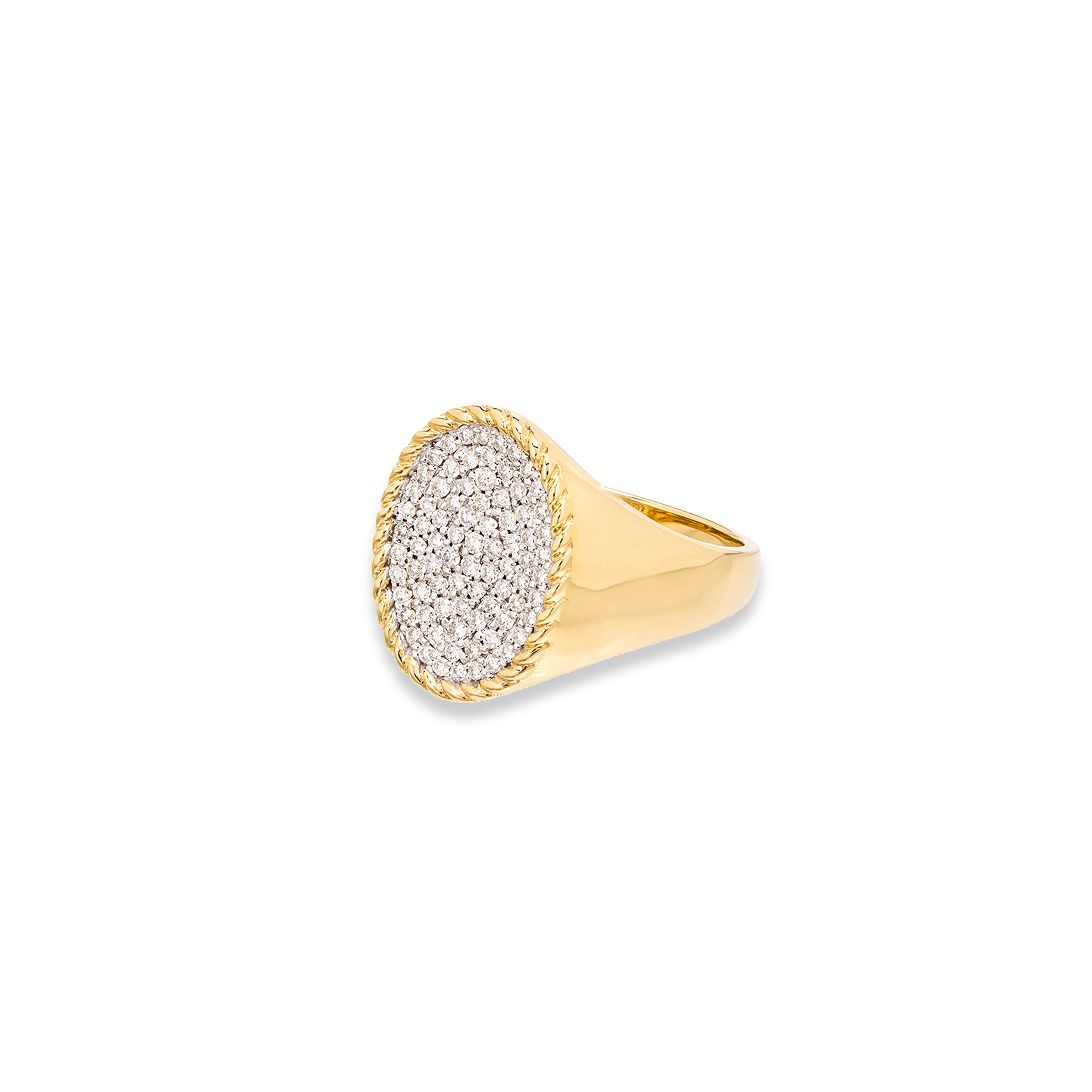 CHEVALIERE OVALE DIAMANTS OJ oval ring tiny gods Yvonne Léon signet